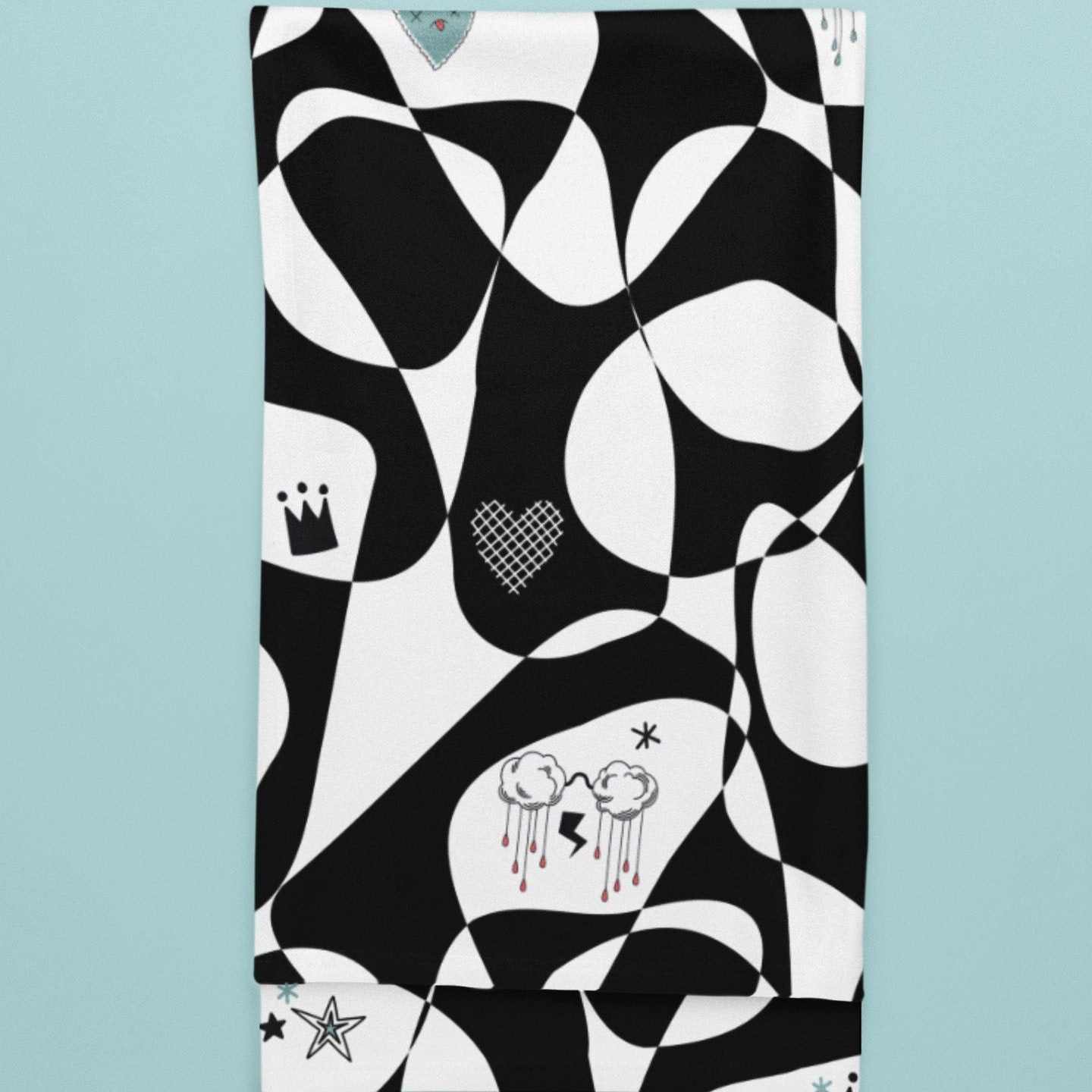 Black & White Mod Luxury Velveteen Plush Blanket,Back to College Throw, Travel Throw,Super Soft, Trending Design, Great for Teens