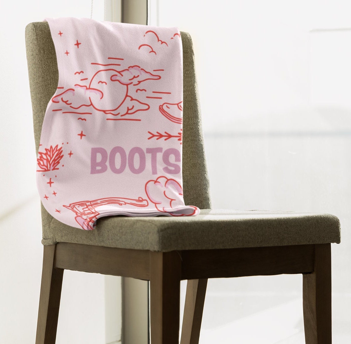 Boots and Bling-Luxury Super Soft Velveteen Plush Blanket, Back to School Gift,Travel Throw, Gift for Back to College, Trending Now