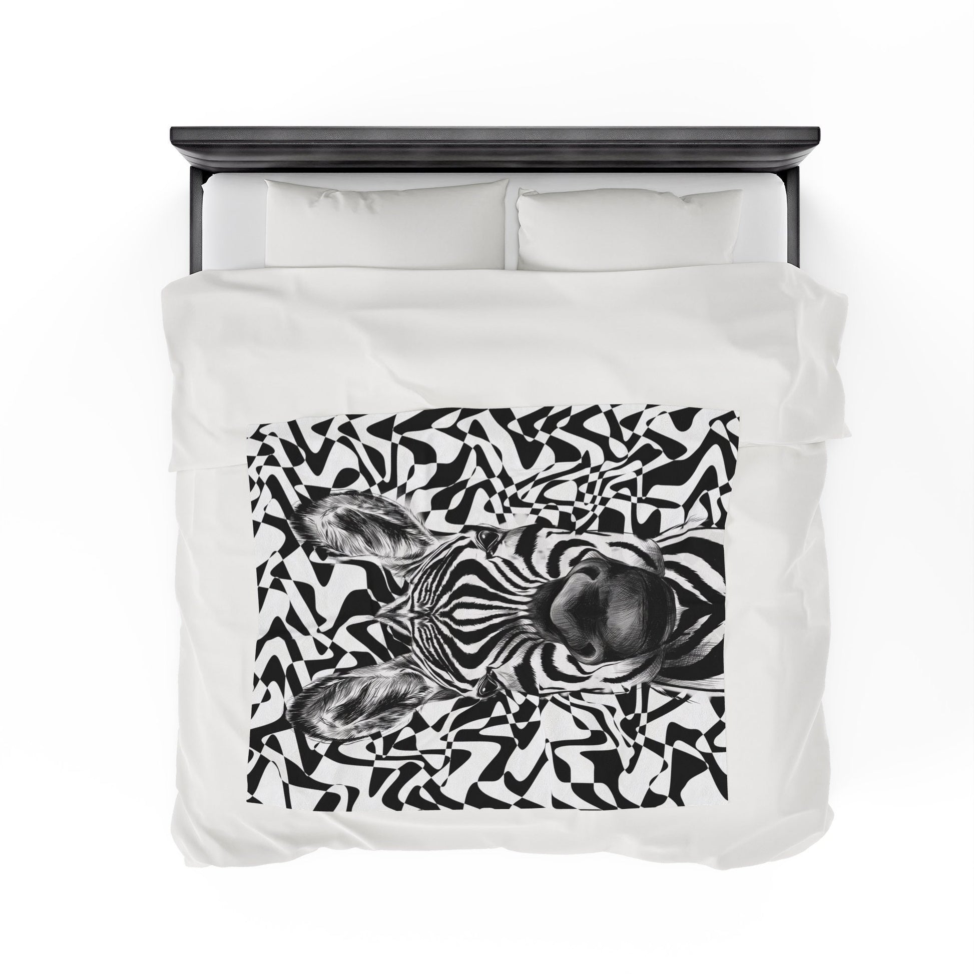 Wild Zebra Print Luxury Velveteen Plush Blanket 50”x60”,Modern Unique Design, Unisex Gift, Super Soft, Great for Travel, For all ages.