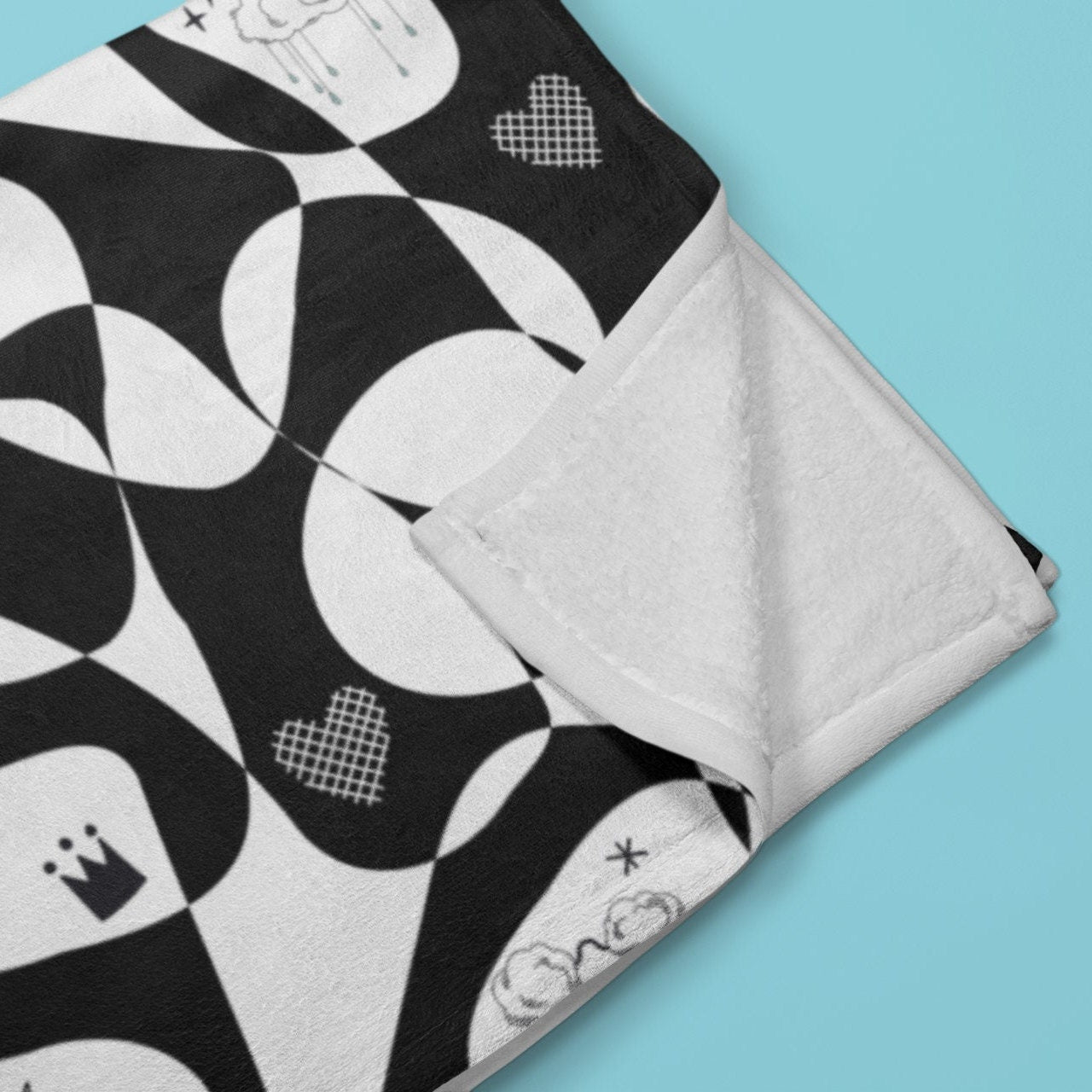 Black & White Mod Luxury Velveteen Plush Blanket,Back to College Throw, Travel Throw,Super Soft, Trending Design, Great for Teens