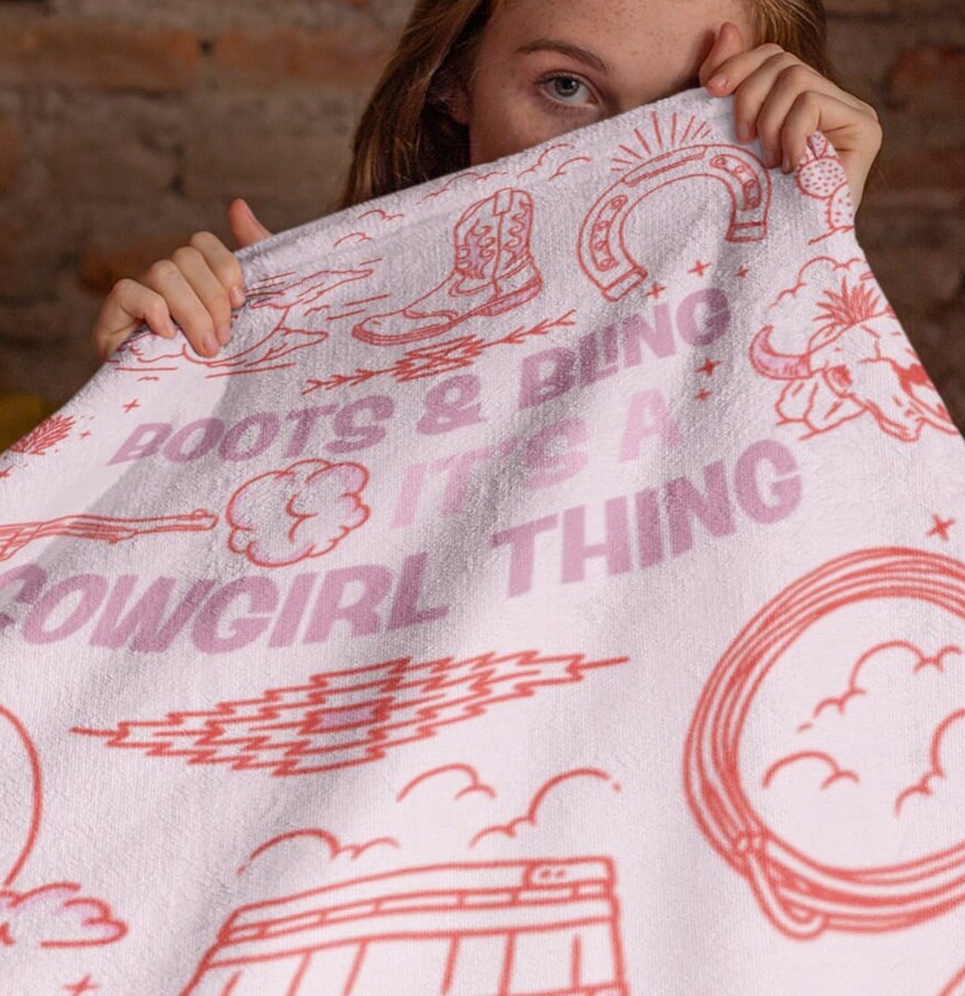 Boots and Bling-Luxury Super Soft Velveteen Plush Blanket, Back to School Gift,Travel Throw, Gift for Back to College, Trending Now