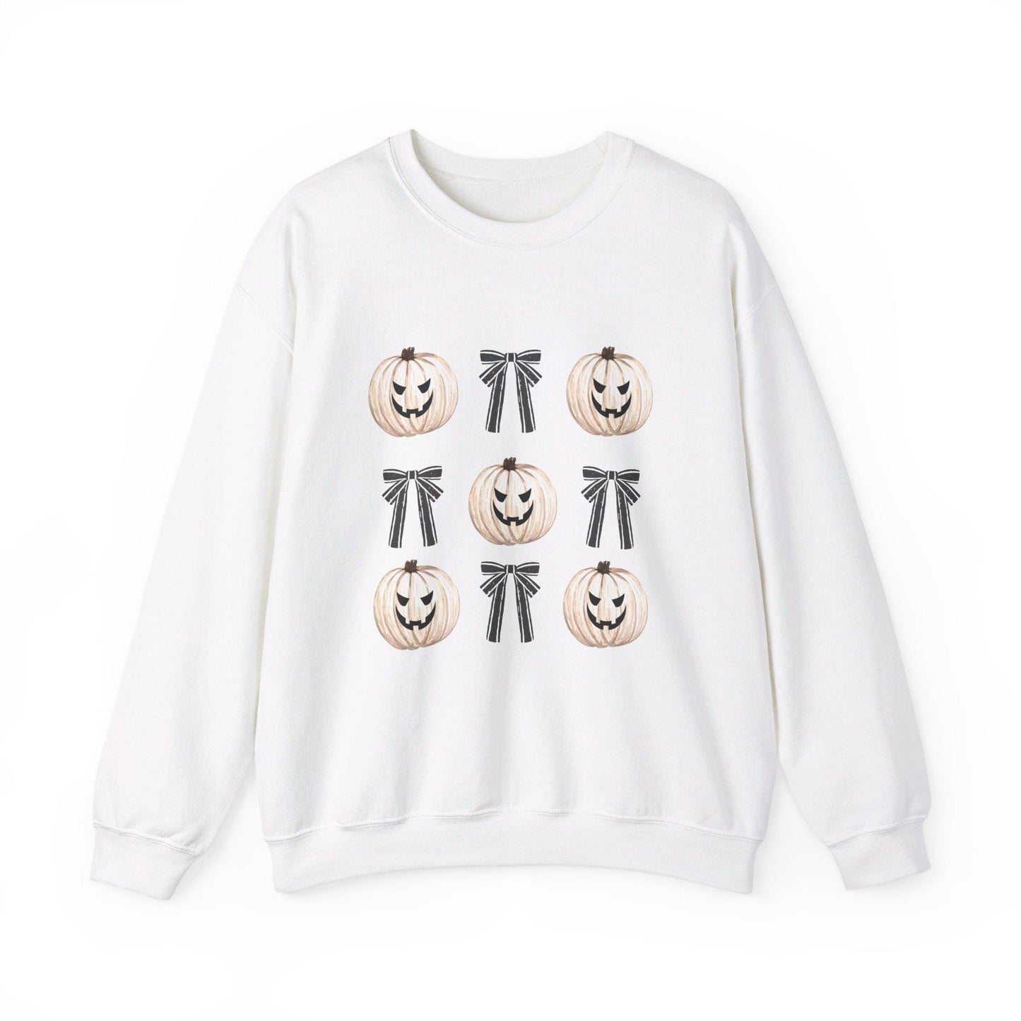 Pumpkin Coquette Crewneck Sweatshirt, Halloween apparel, Cozy Halloween sweatshirt, Trick or treat,Sweatshirt Girly Coquette Bow, Retro