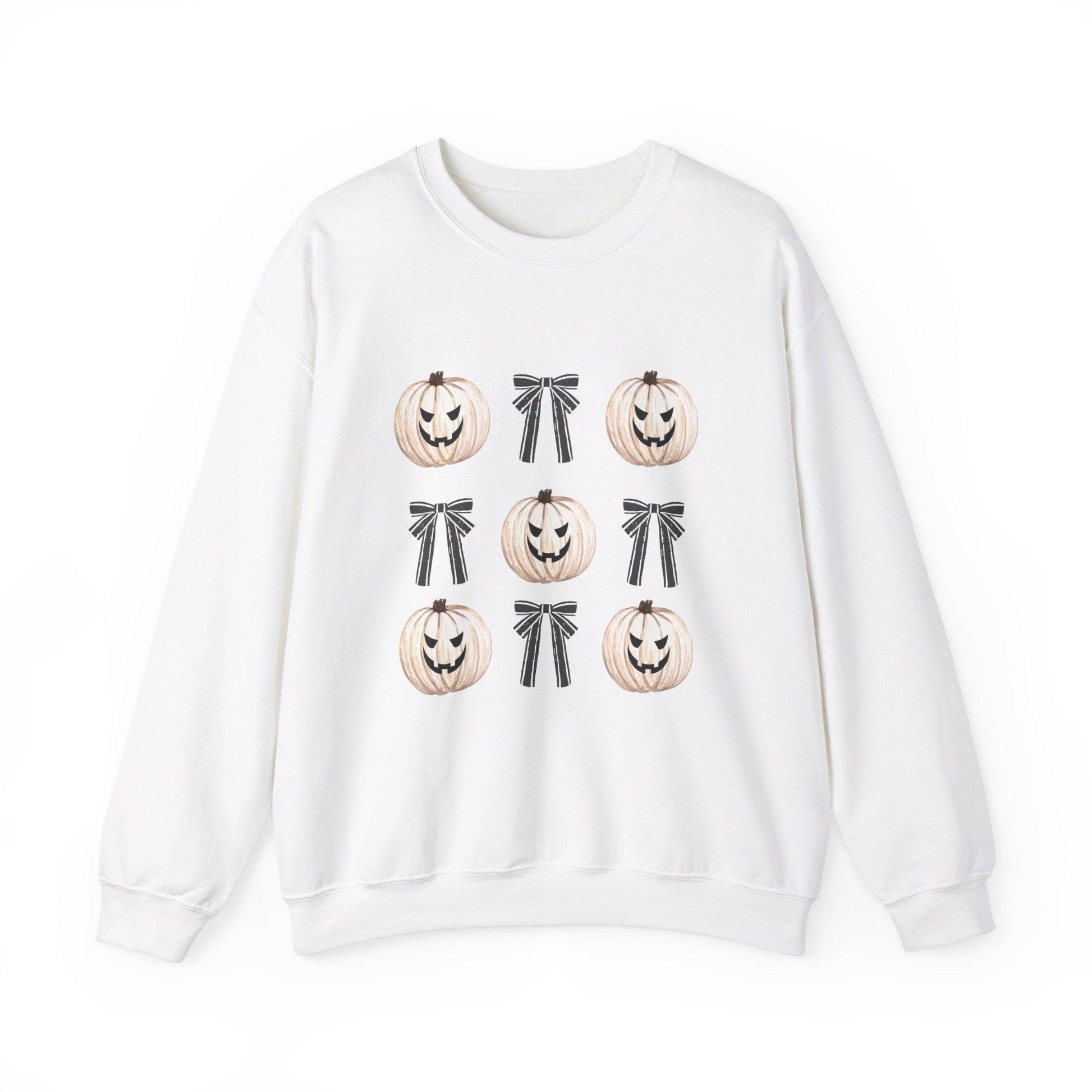 Pumpkin Coquette Crewneck Sweatshirt, Halloween apparel, Cozy Halloween sweatshirt, Trick or treat,Sweatshirt Girly Coquette Bow, Retro