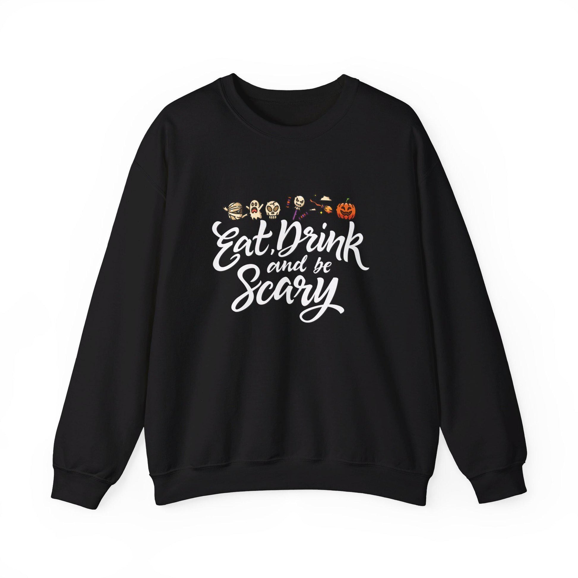 Eat,Drink and Be Scary Crewneck Sweatshirt, Halloween apparel, Cozy Halloween sweatshirt, Trick or treat shirt, Retro Apparel, Modern Look