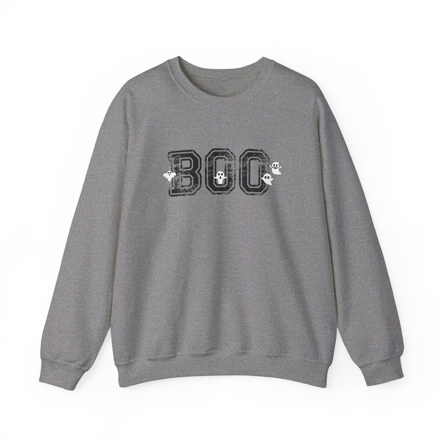 BOO Crewneck Sweatshirt, Collegiate Halloween, Halloween Sweatshirt, Halloween Apparel, Cozy Halloween Sweatshirt, Trick or Treat Shirt