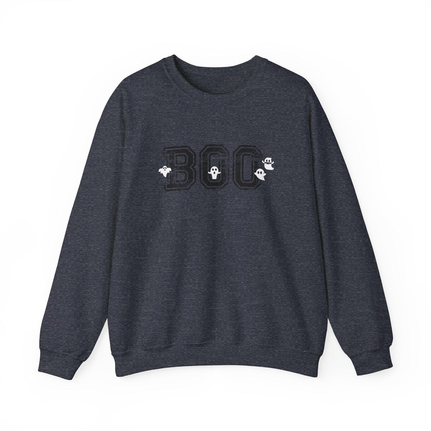 BOO Crewneck Sweatshirt, Collegiate Halloween, Halloween Sweatshirt, Halloween Apparel, Cozy Halloween Sweatshirt, Trick or Treat Shirt