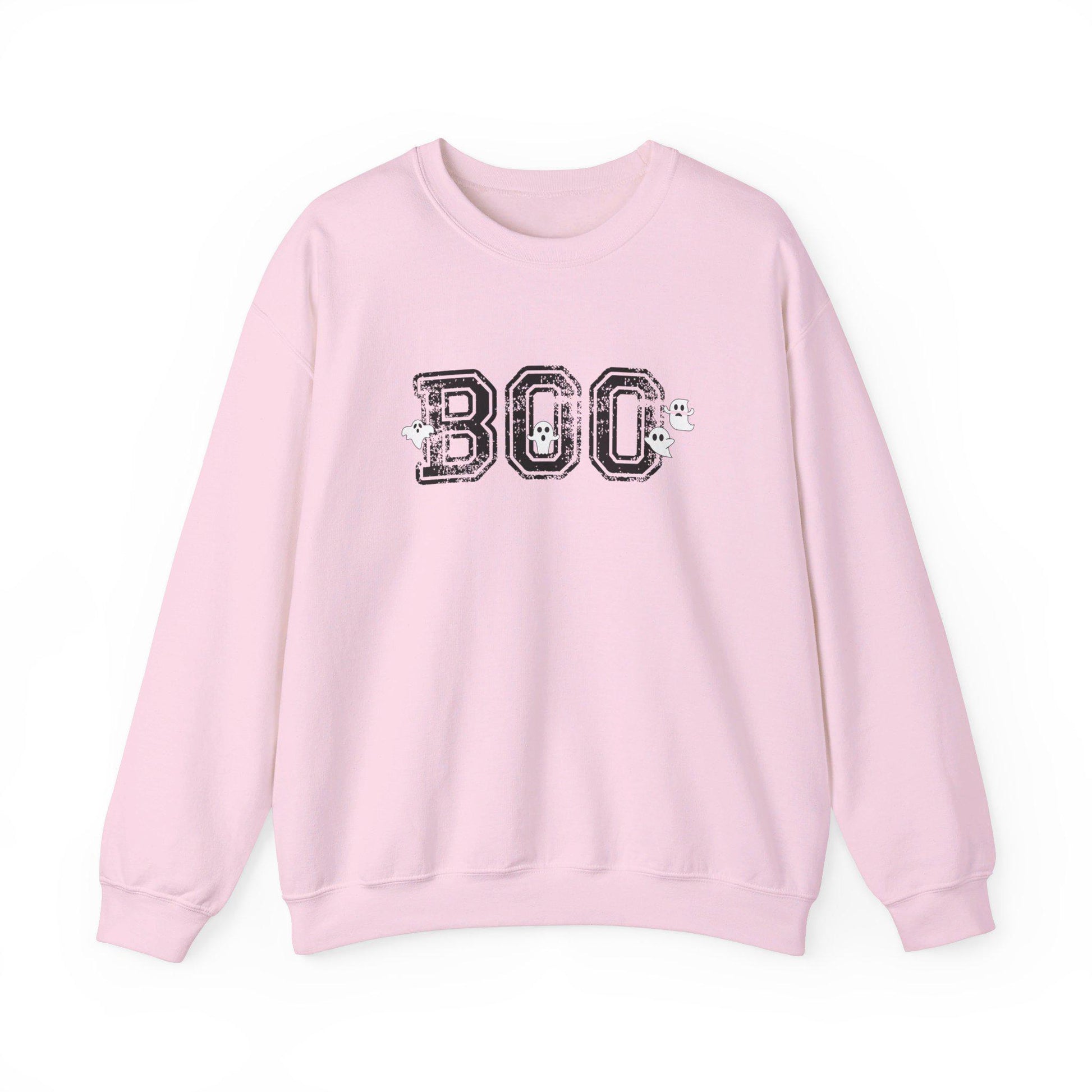 BOO Crewneck Sweatshirt, Collegiate Halloween, Halloween Sweatshirt, Halloween Apparel, Cozy Halloween Sweatshirt, Trick or Treat Shirt