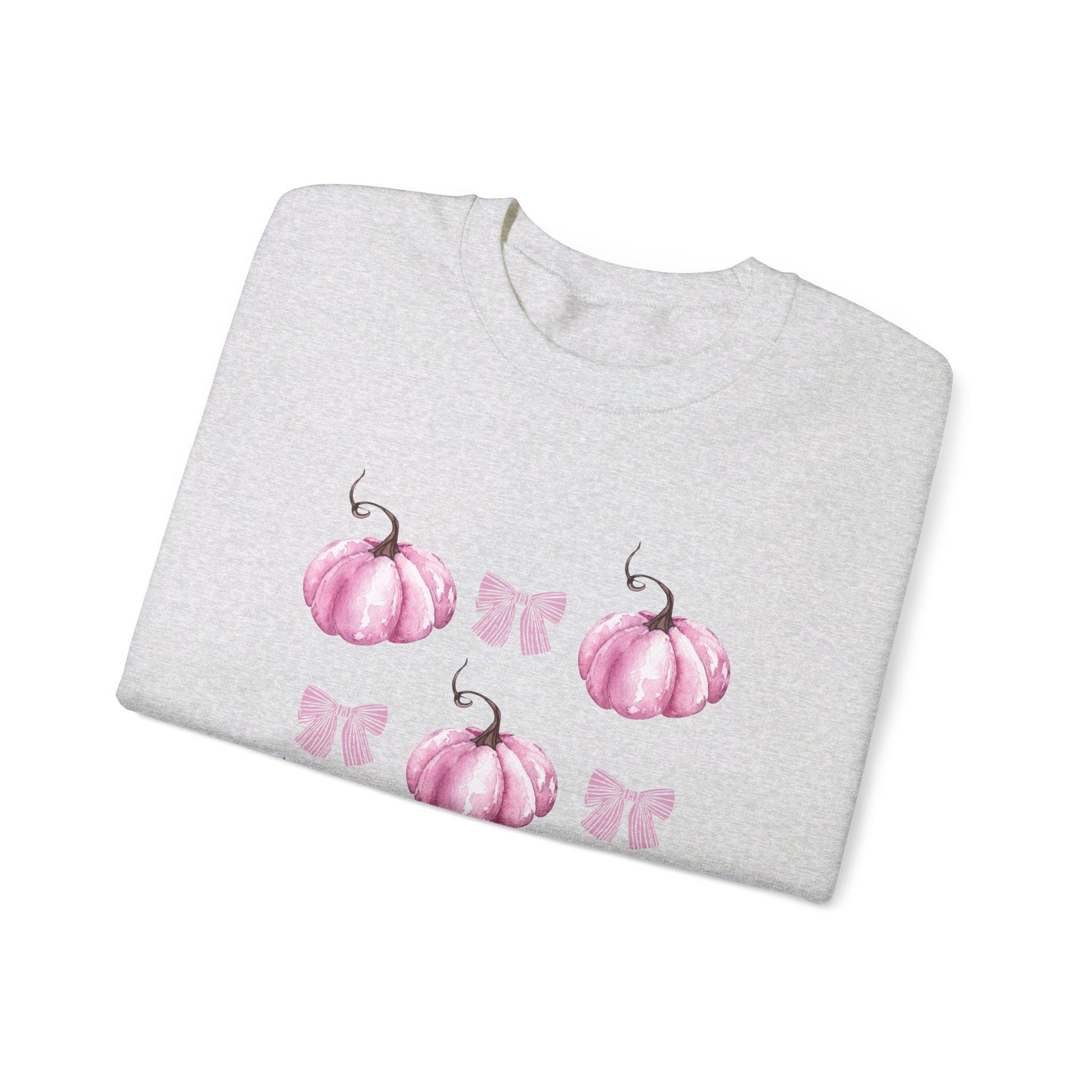 Pink Pumpkin Coquette Crewneck Sweatshirt,Halloween Apparel,Cozy Halloween sweatshirt, Trick or treat shirt,Sweatshirt Girly Coquette Bow