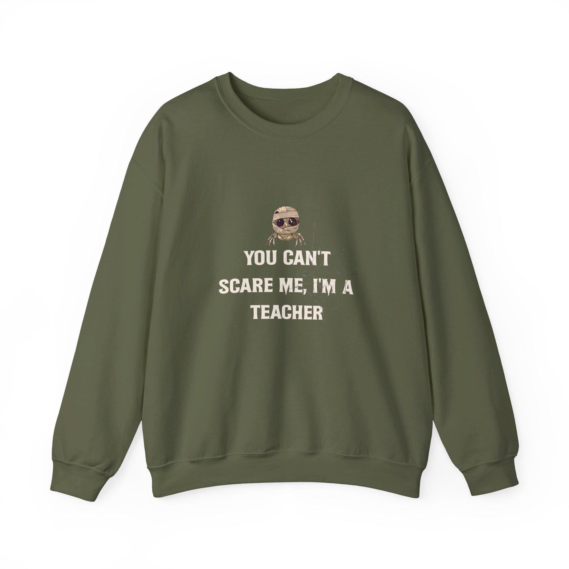 You can't scare me I'm a Teacher Crewneck Sweatshirt, Halloween Sweatshirt, Halloween apparel, Cozy Halloween sweatshirt, Trick or treat