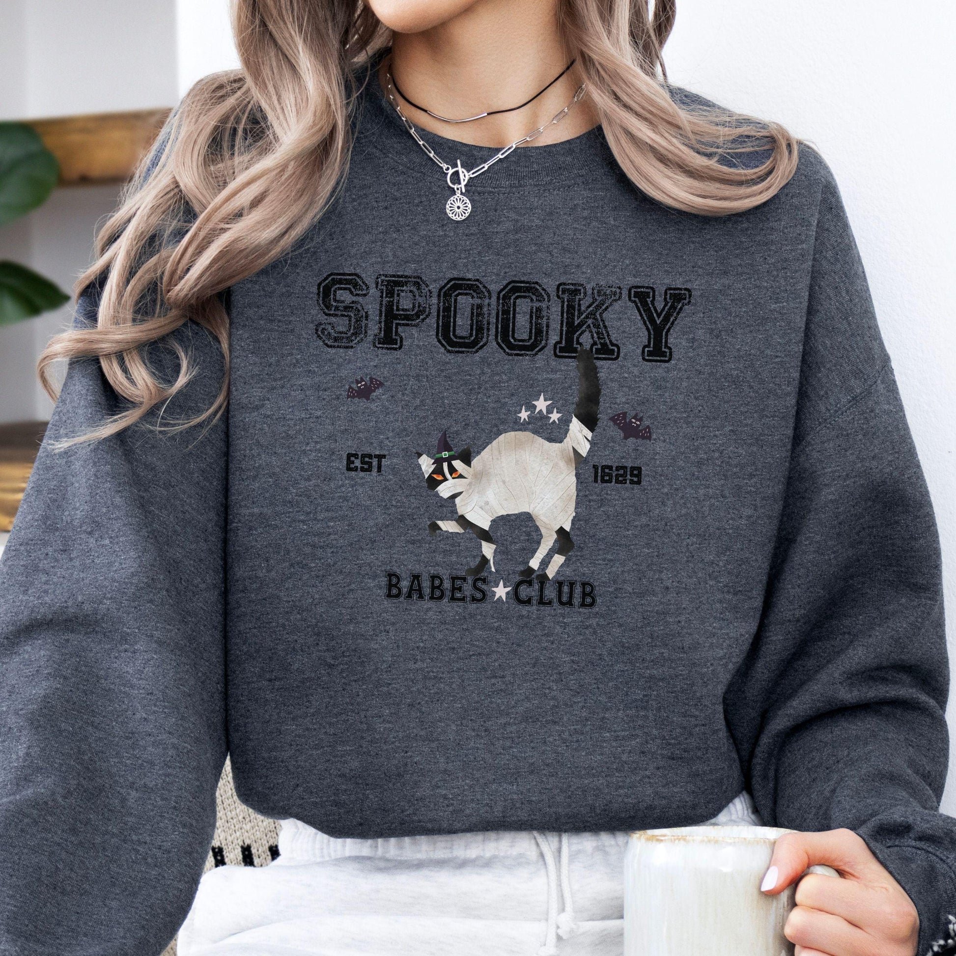 Spooky Babes Club, Halloween Crewneck Sweatshirt, Halloween apparel, Cozy Halloween sweatshirt, Trick or treat shirt, Retro Apparel, Modern
