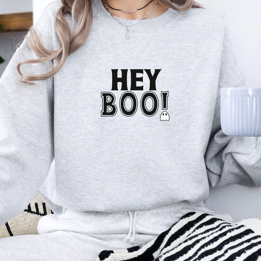 Hey Boo Crewneck Sweatshirt, Halloween Sweatshirt, Halloween apparel, CozyHalloween sweatshirt, Trick or treat shirt, Retro, Modern, Trendy