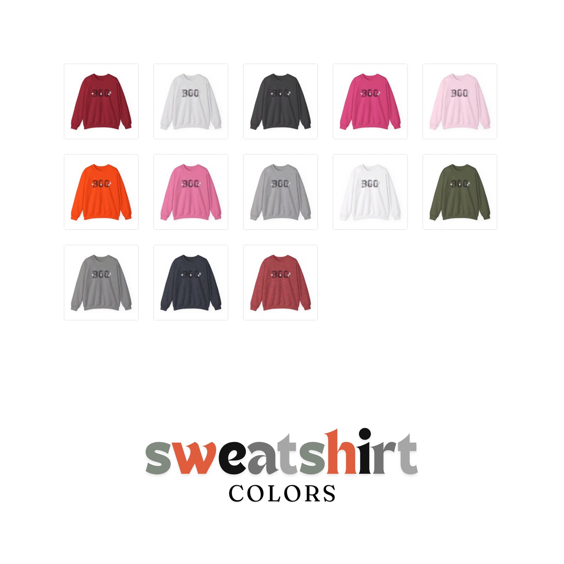 BOO Crewneck Sweatshirt, Collegiate Halloween, Halloween Sweatshirt, Halloween Apparel, Cozy Halloween Sweatshirt, Trick or Treat Shirt