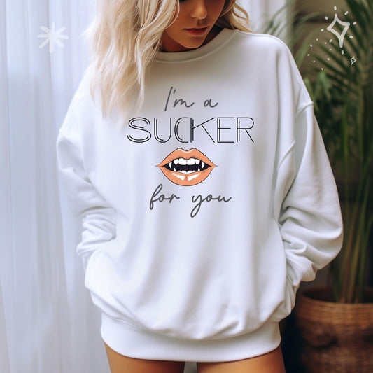 I'm A Sucker For You Crewneck Sweatshirt,Halloween Sweatshirt, Halloween apparel, CozyHalloween sweatshirt, Trick or treat shirt
