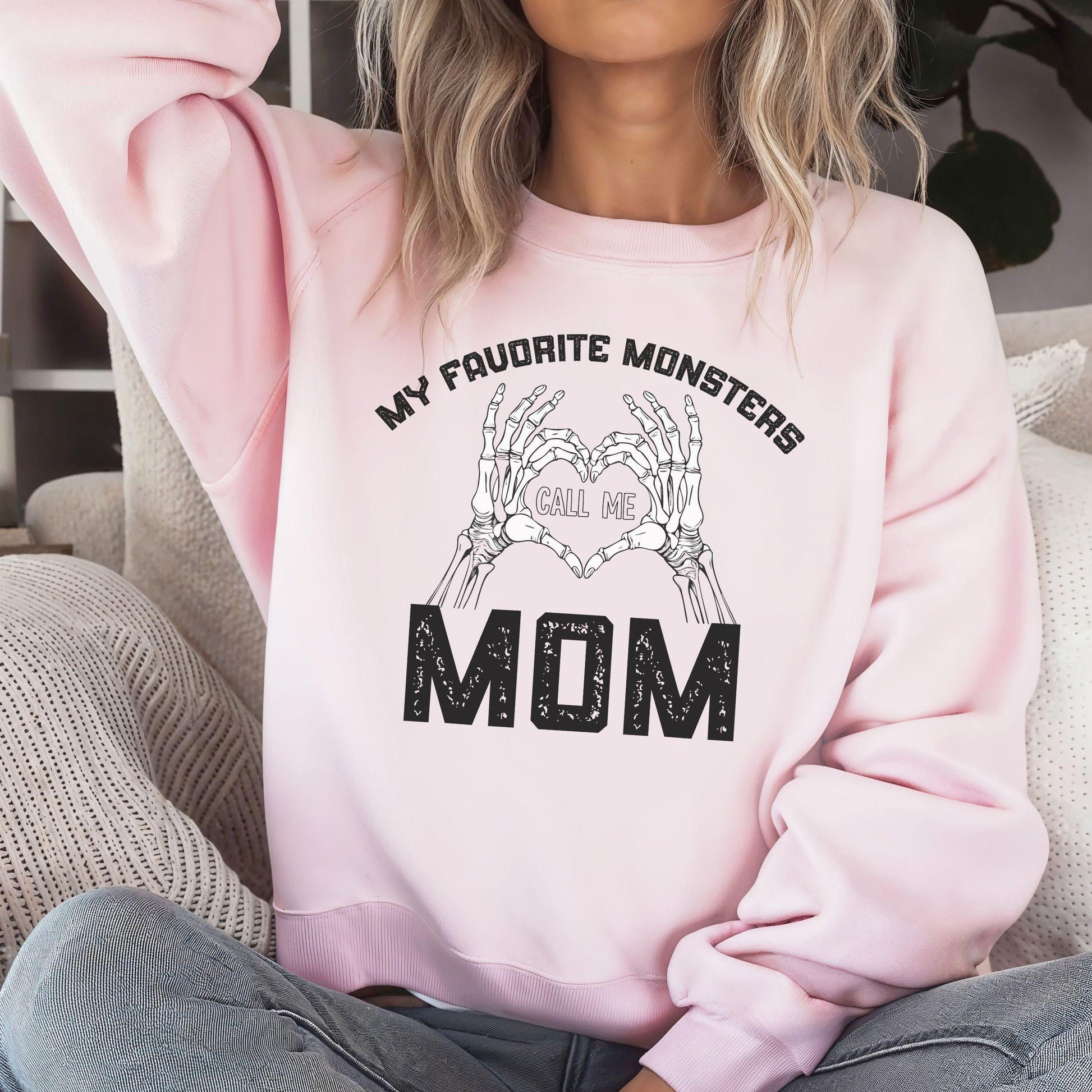 My Favorite Monsters Call Me Mom Crewneck Sweatshirt, Halloween Sweatshirt, Halloween apparel,CozyHalloween sweatshirt,Trick or treat shirt