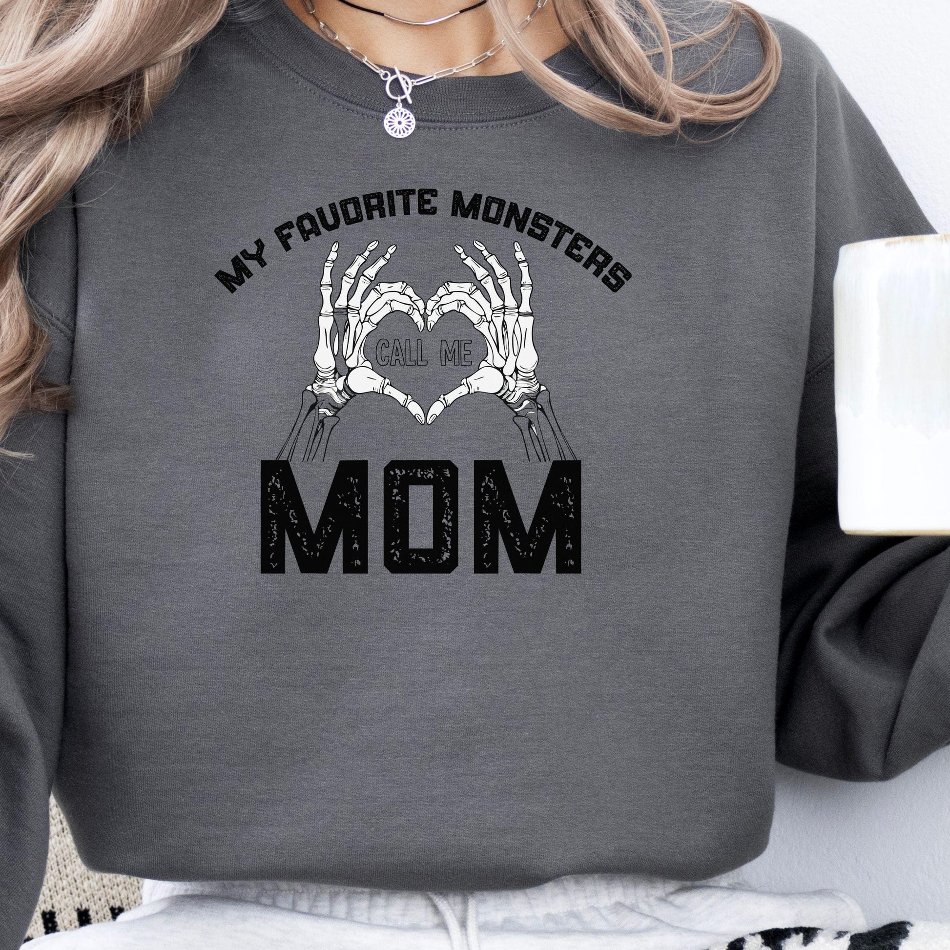 My Favorite Monsters Call Me Mom Crewneck Sweatshirt, Halloween Sweatshirt, Halloween apparel,CozyHalloween sweatshirt,Trick or treat shirt