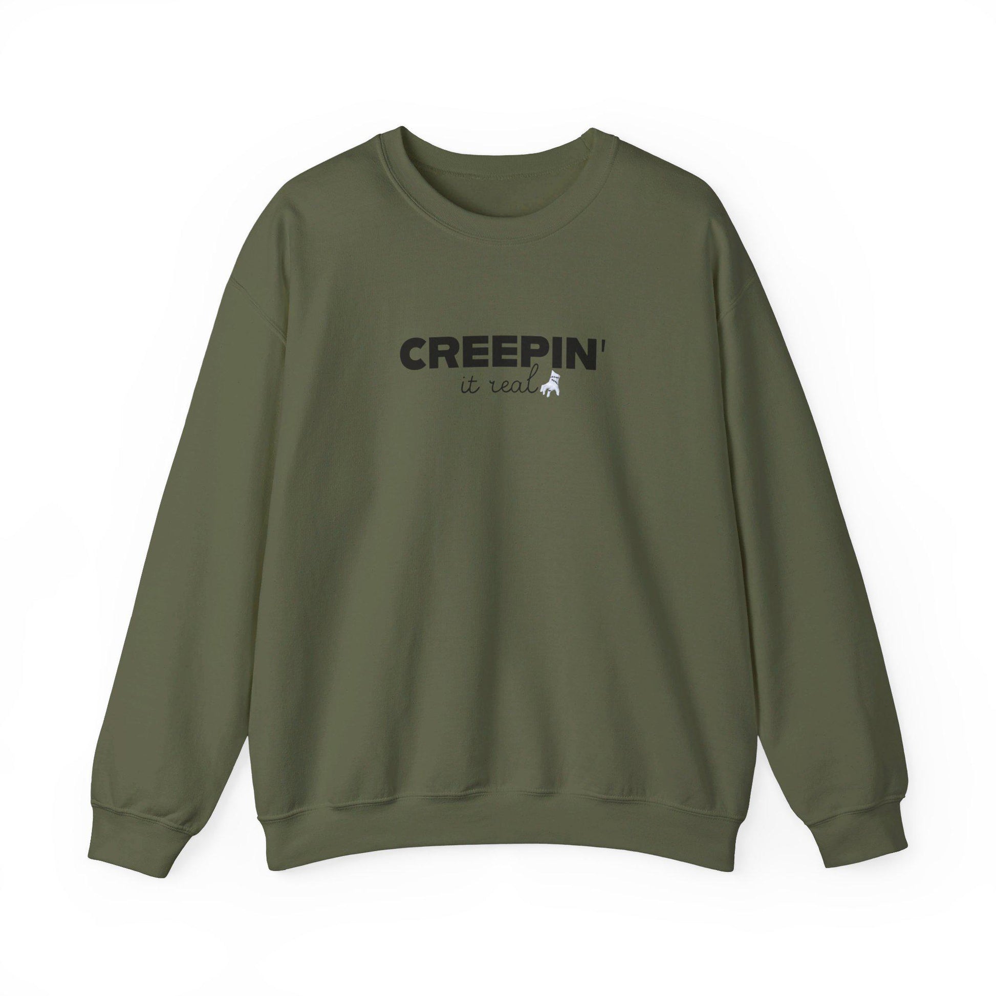 Creepin It Real, Halloween Crewneck Sweatshirt, Halloween apparel, Cozy Halloween sweatshirt, Trick or treat shirt, Retro Apparel, Modern