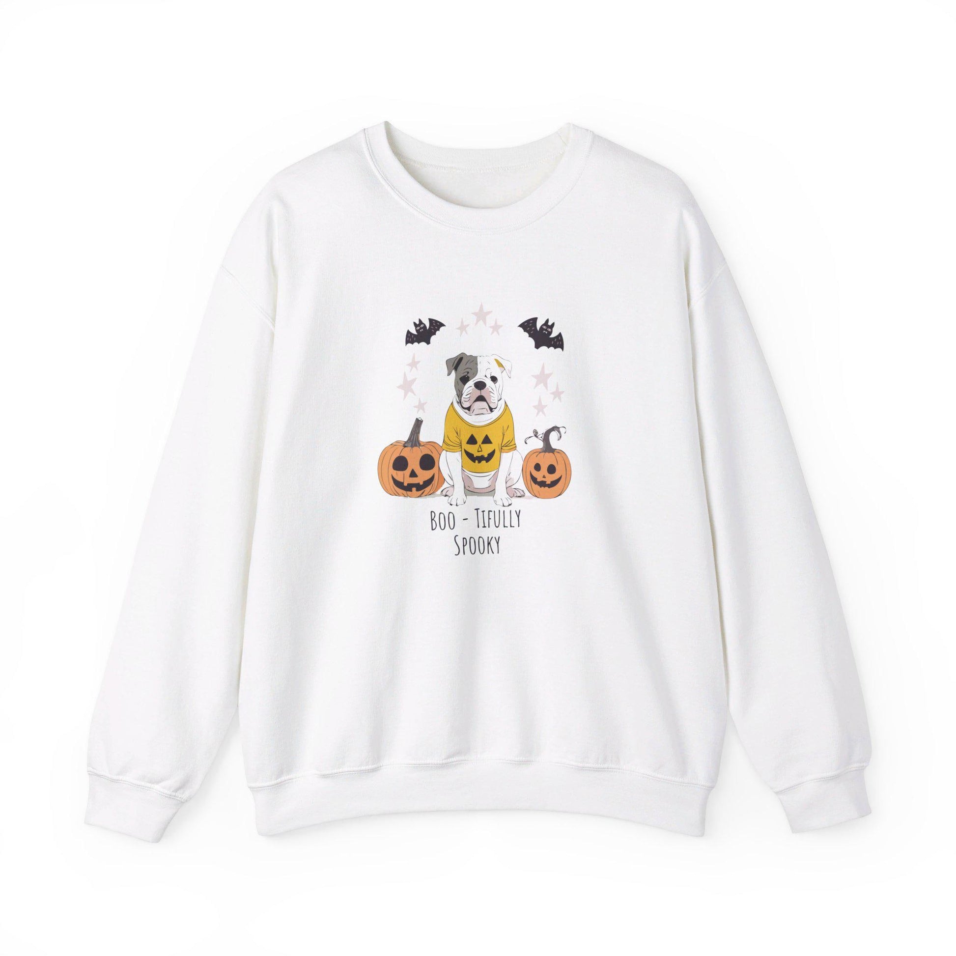 Boo-Tifully Spooky Bulldog Halloween Crewneck Sweatshirt, Halloween Sweatshirt, Halloween Apparel, Cozy Trick or Treat Shirt,retro Shirt