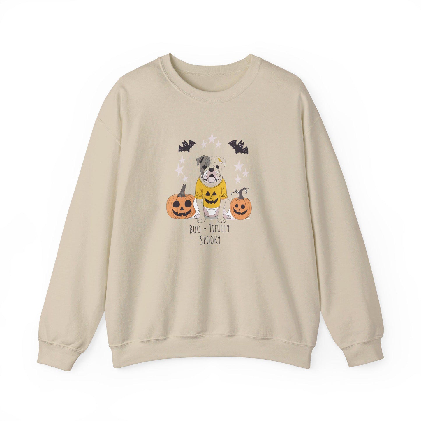 Boo-Tifully Spooky Bulldog Halloween Crewneck Sweatshirt, Halloween Sweatshirt, Halloween Apparel, Cozy Trick or Treat Shirt,retro Shirt