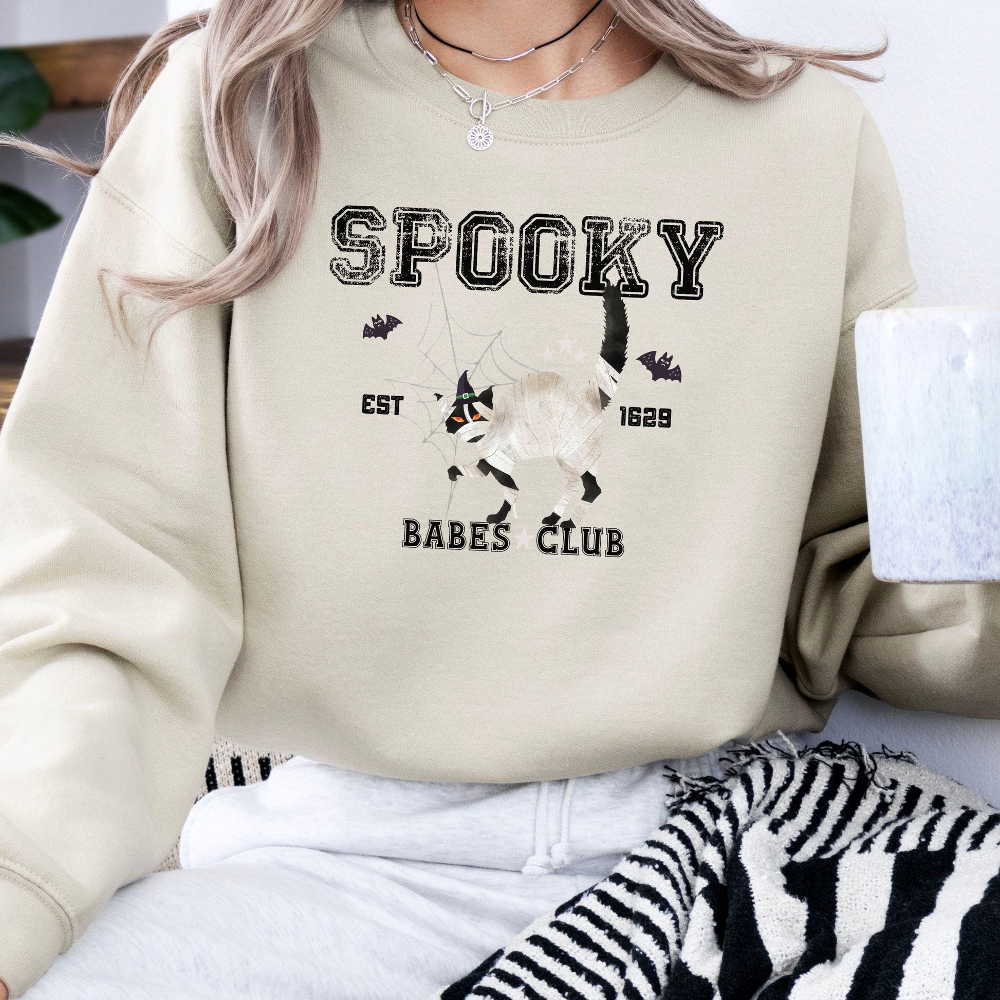 Spooky Babes Club, Halloween Crewneck Sweatshirt, Halloween apparel, Cozy Halloween sweatshirt, Trick or treat shirt, Retro Apparel, Modern