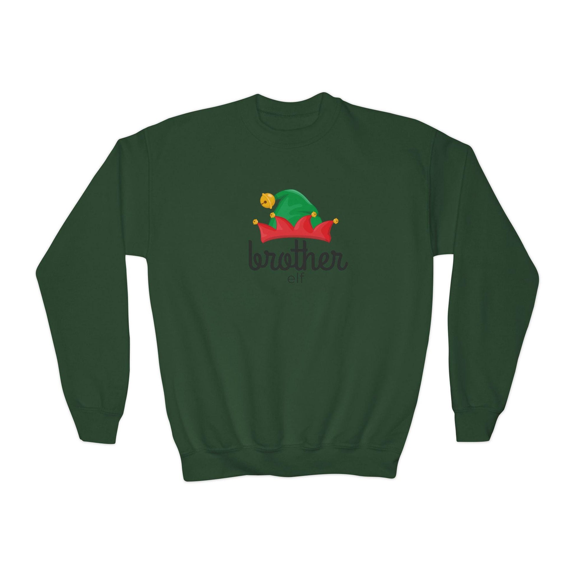 Brother Elf Youth Crewneck Sweatshirt,Elf Crew Family Christmas, Holiday Kids Outfit, Matching Family Shirts, Christmas Outfit for Kids