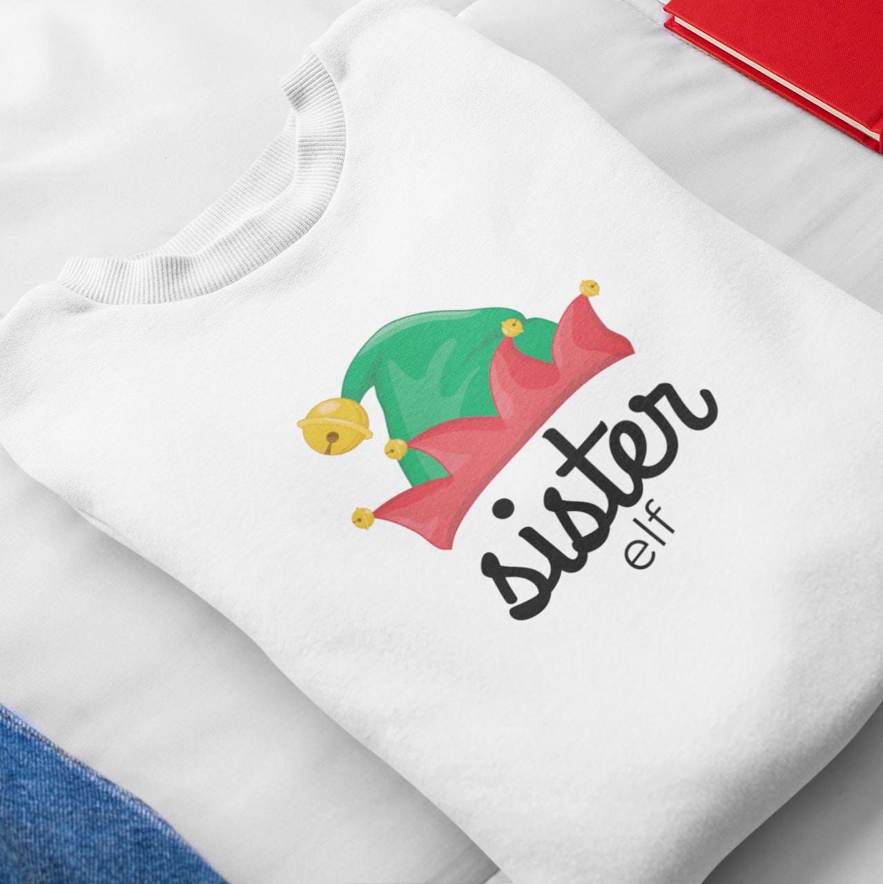 Sister Elf Youth Crewneck Sweatshirt,Elf Crew Family Christmas, Holiday Kids Outfit, Matching Family Shirts, Christmas Outfit for Kids
