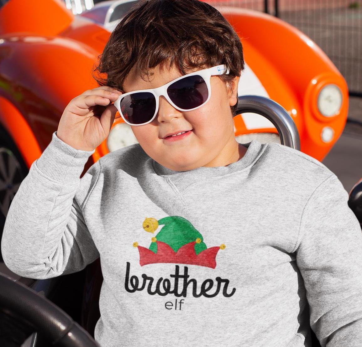 Brother Elf Youth Crewneck Sweatshirt,Elf Crew Family Christmas, Holiday Kids Outfit, Matching Family Shirts, Christmas Outfit for Kids