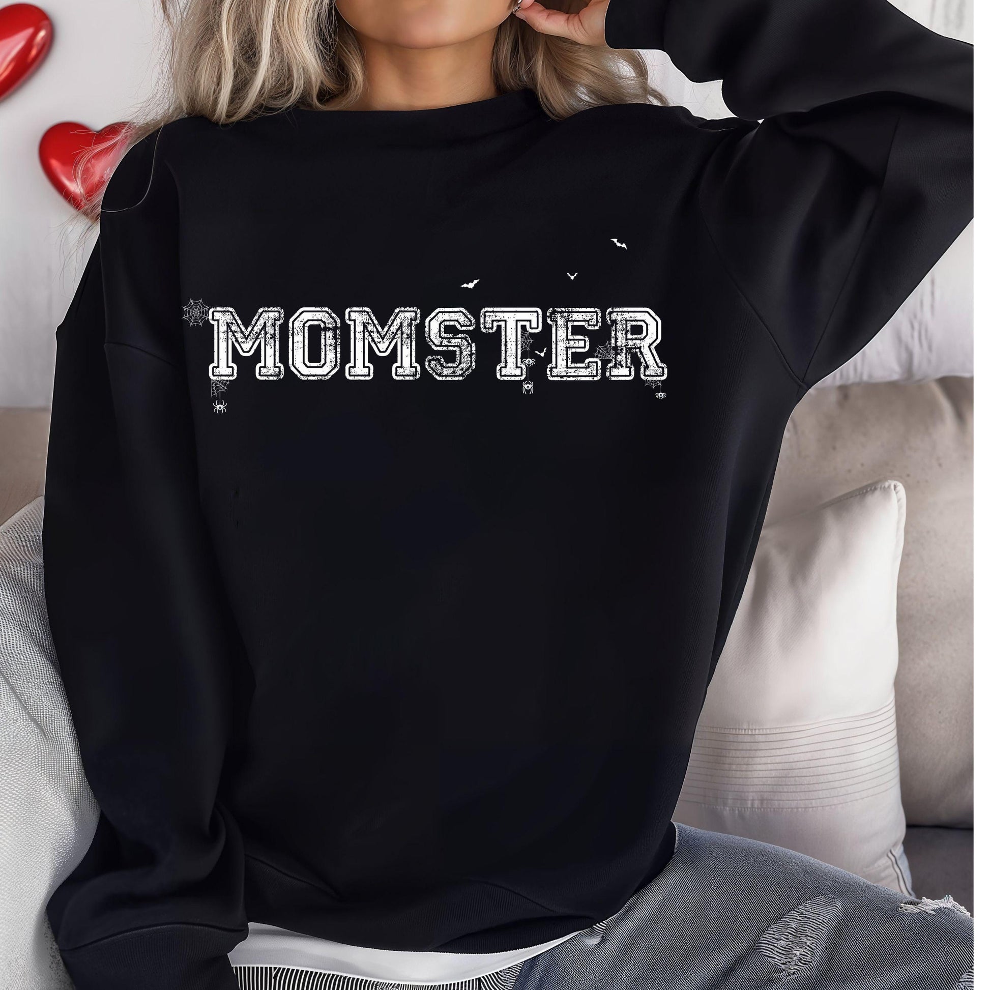 MOMSTER Crewneck Sweatshirt,Halloween Sweatshirt, Halloween apparel,CozyHalloween sweatshirt,Trick or treat shirt,Modern,Retro Halloween