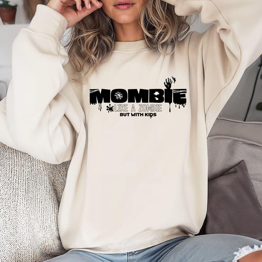 MOMBIE Like A Zombie but with Kids Crewneck Sweatshirt,Halloween Sweatshirt,Halloween apparel,CozyHalloween sweatshirt,Trick or treat shirt