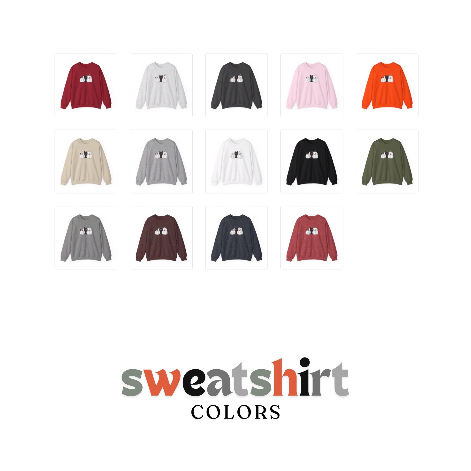 White Pumpkin Black Cat Crewneck Sweatshirt,Halloween Sweatshirt,Halloween apparel, Reto Cozy Halloween sweatshirt,Trick or treat shirt