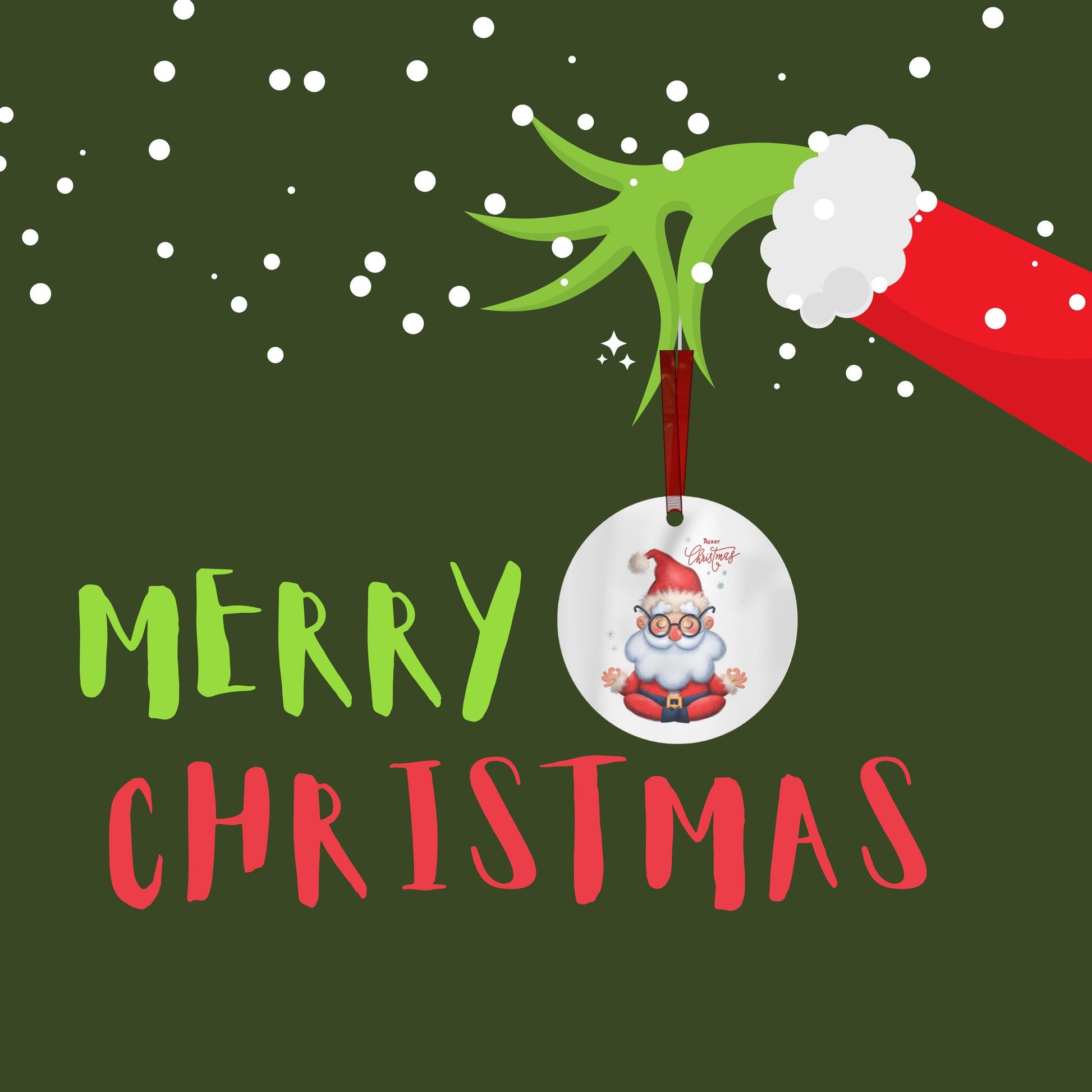 Metal Ornaments, Zen Santa Merry Christmas Decor, Holiday Tree Ornaments, Durable Christmas Decorations, Festive Xmas Decor, Cheerful