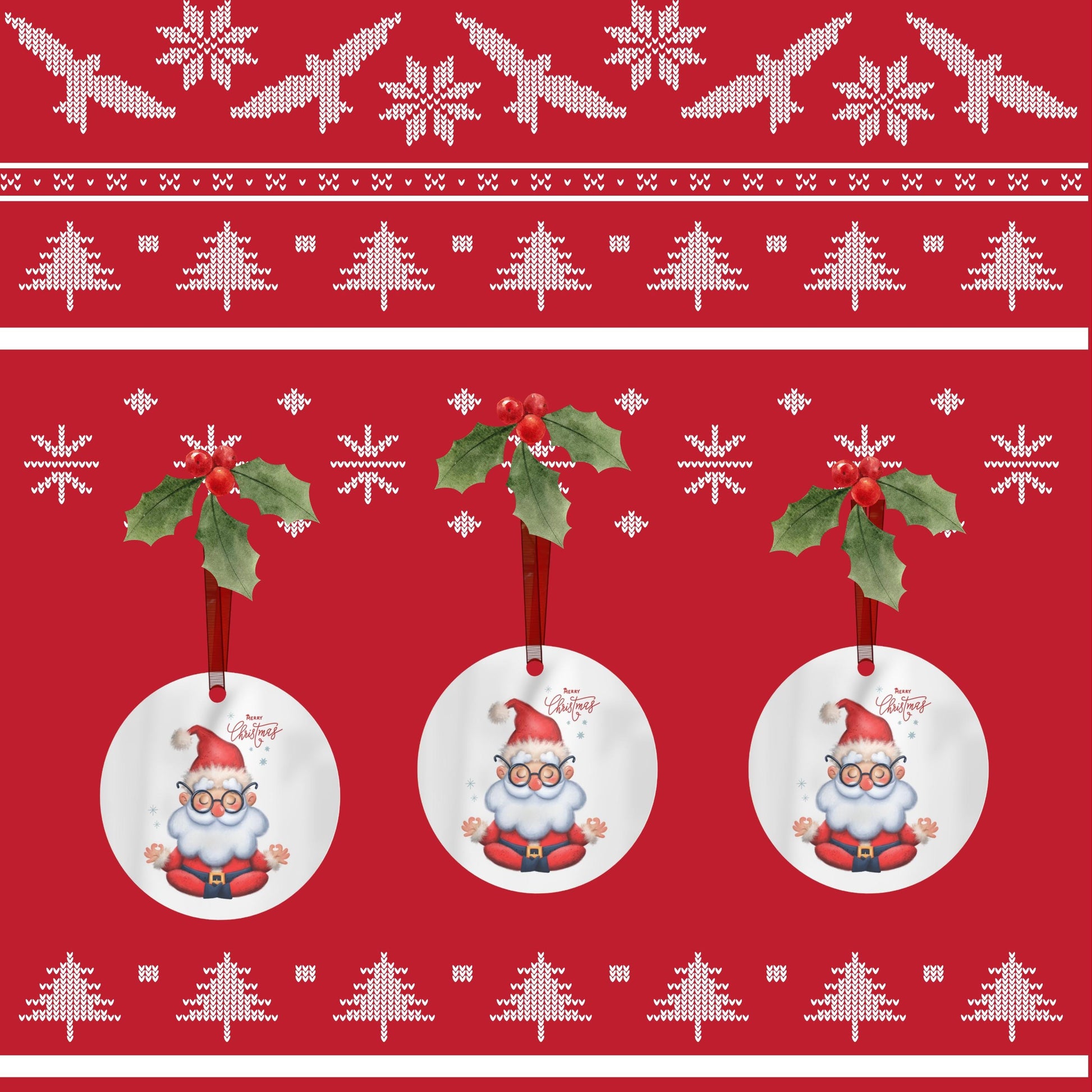 Metal Ornaments, Zen Santa Merry Christmas Decor, Holiday Tree Ornaments, Durable Christmas Decorations, Festive Xmas Decor, Cheerful