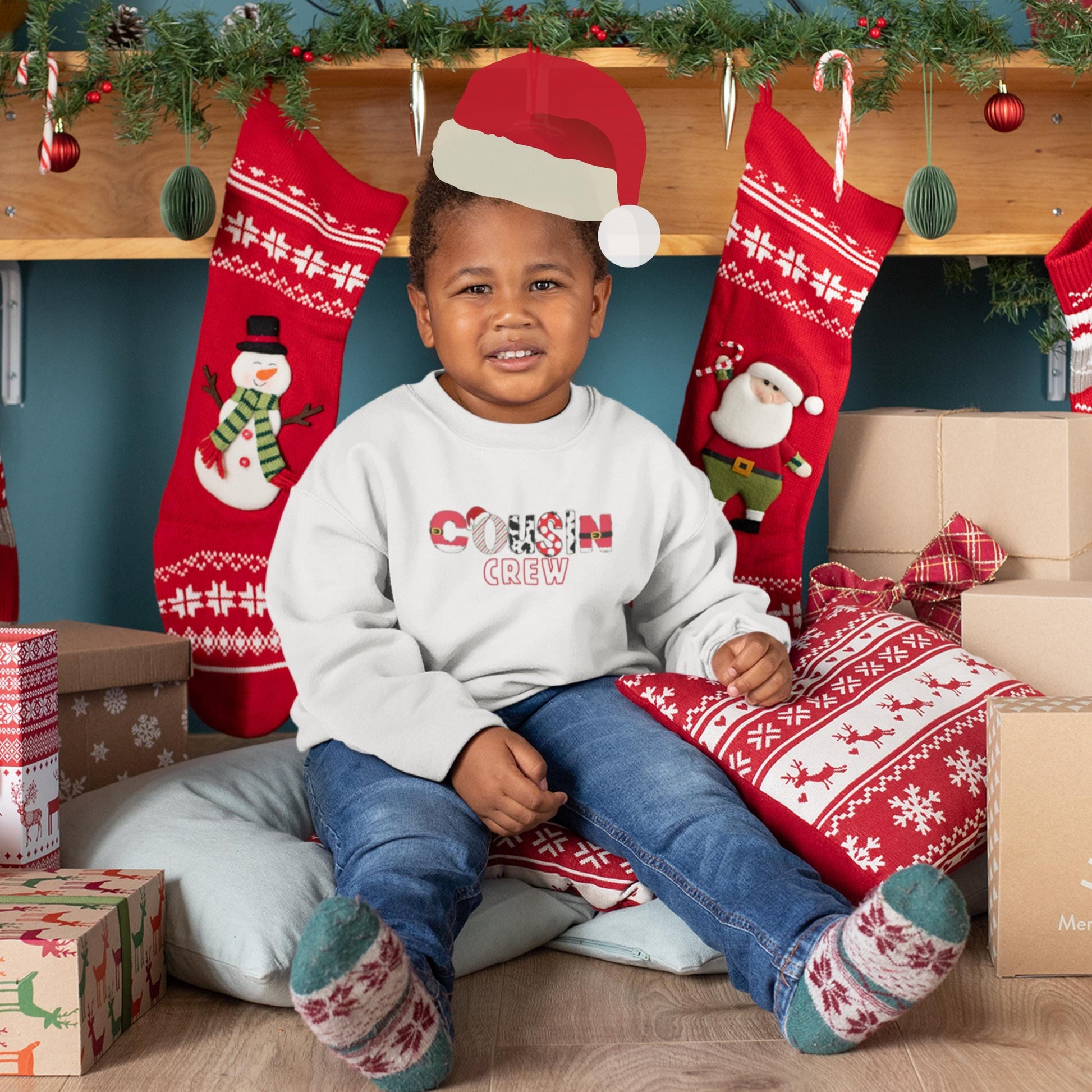 Cousin Crew Youth Crewneck Sweatshirt, Crew Family Christmas, Holiday Kids Outfit, Matching Family Shirts, Christmas Outfit for Kids, Unisex