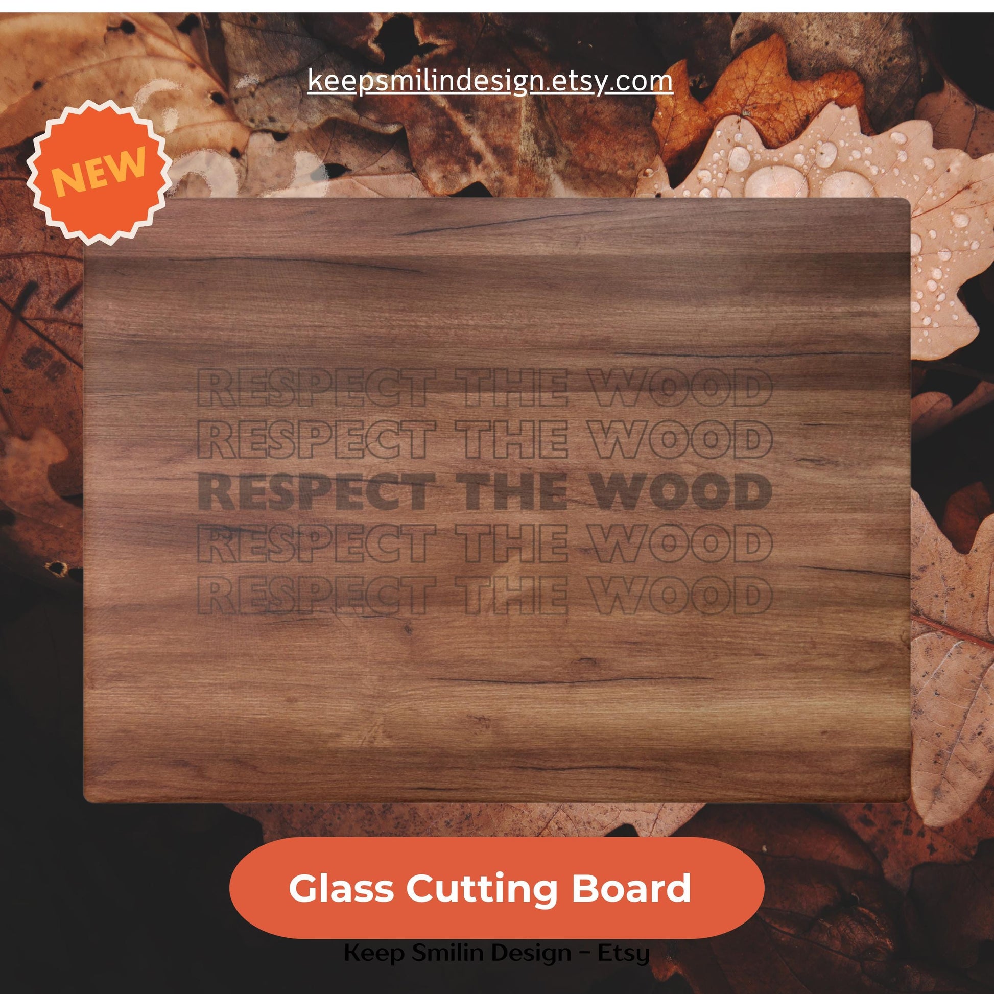 Funny Quote Glass Cutting Board, Larry David Fan, Respect the Wood, Gift for Home Cook, Kitchen Decor, Housewarming Present,Foodie Gift Fall