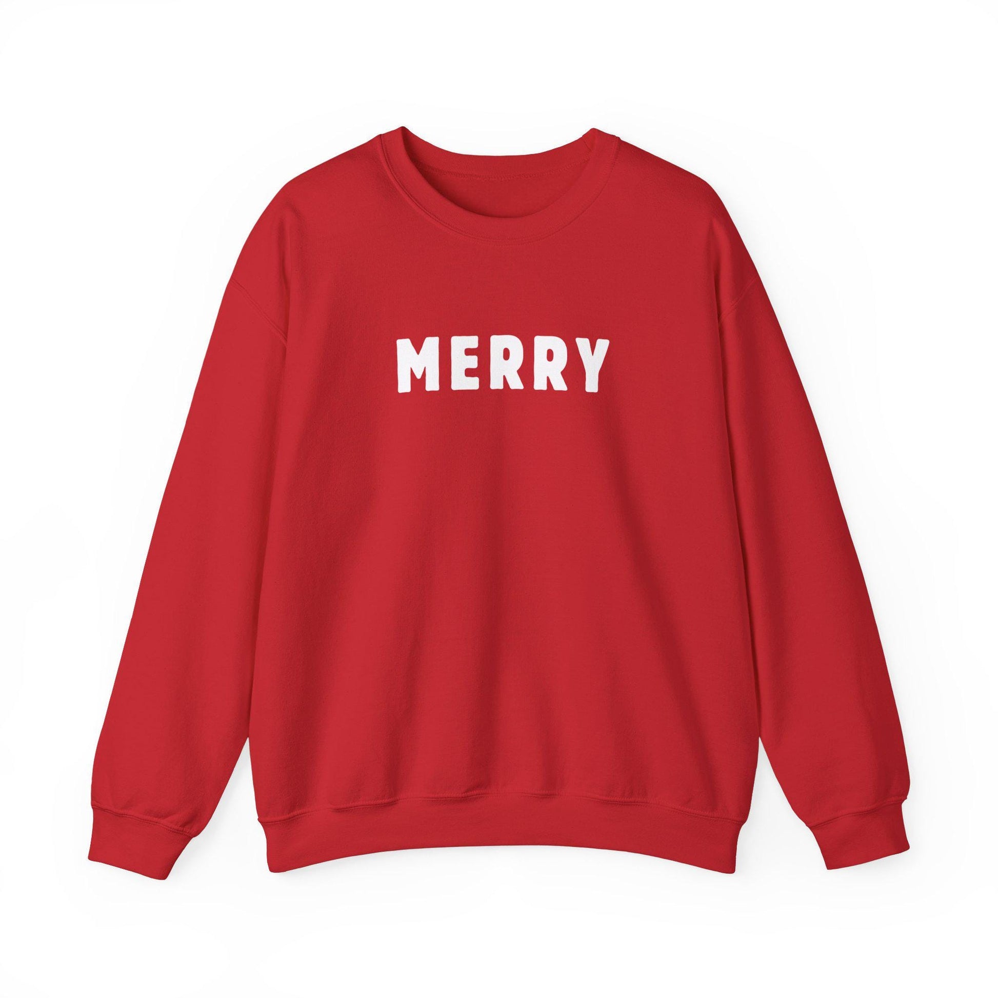 Festive Xmas Sweatshirt “Merry" Unisex, Christmas Crewneck Sweatshirt - Modern Design, Red or Black sweatshirt,Merry, Holiday Apparel ,Gift