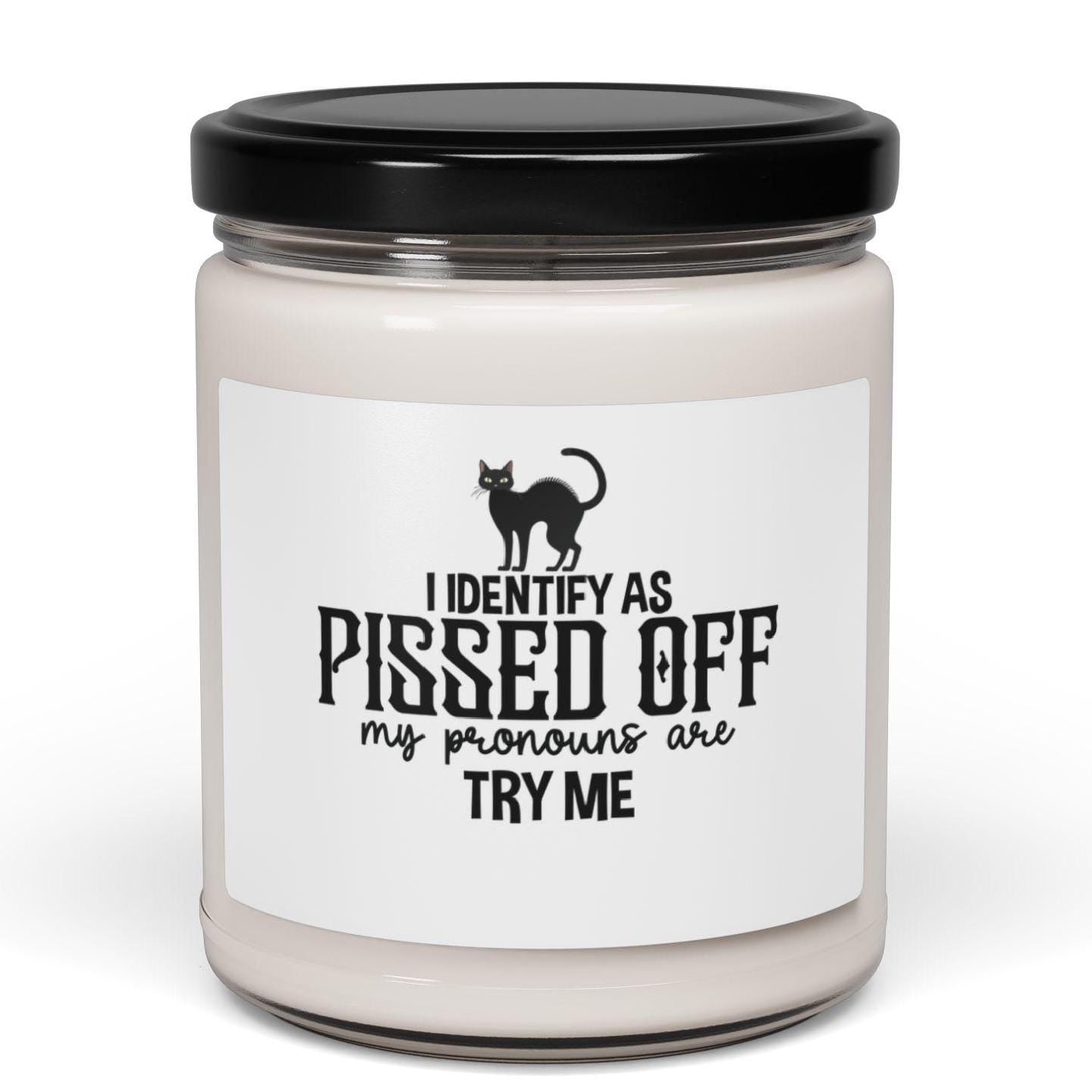 Pissed Off Scented Soy Candle, Try Me Candle, 9oz, Fall Candle Gift, Funny Candle, Candle Pronouns, Halloween Candle, Humorous Gift, Unisex