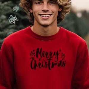 Merry Christmas Family Matching Sweatshirt, Holiday Crewneck Shirt, Xmas Gift, Winter Pullover, Festive Top, Modern Holiday Top, Basic Xmas