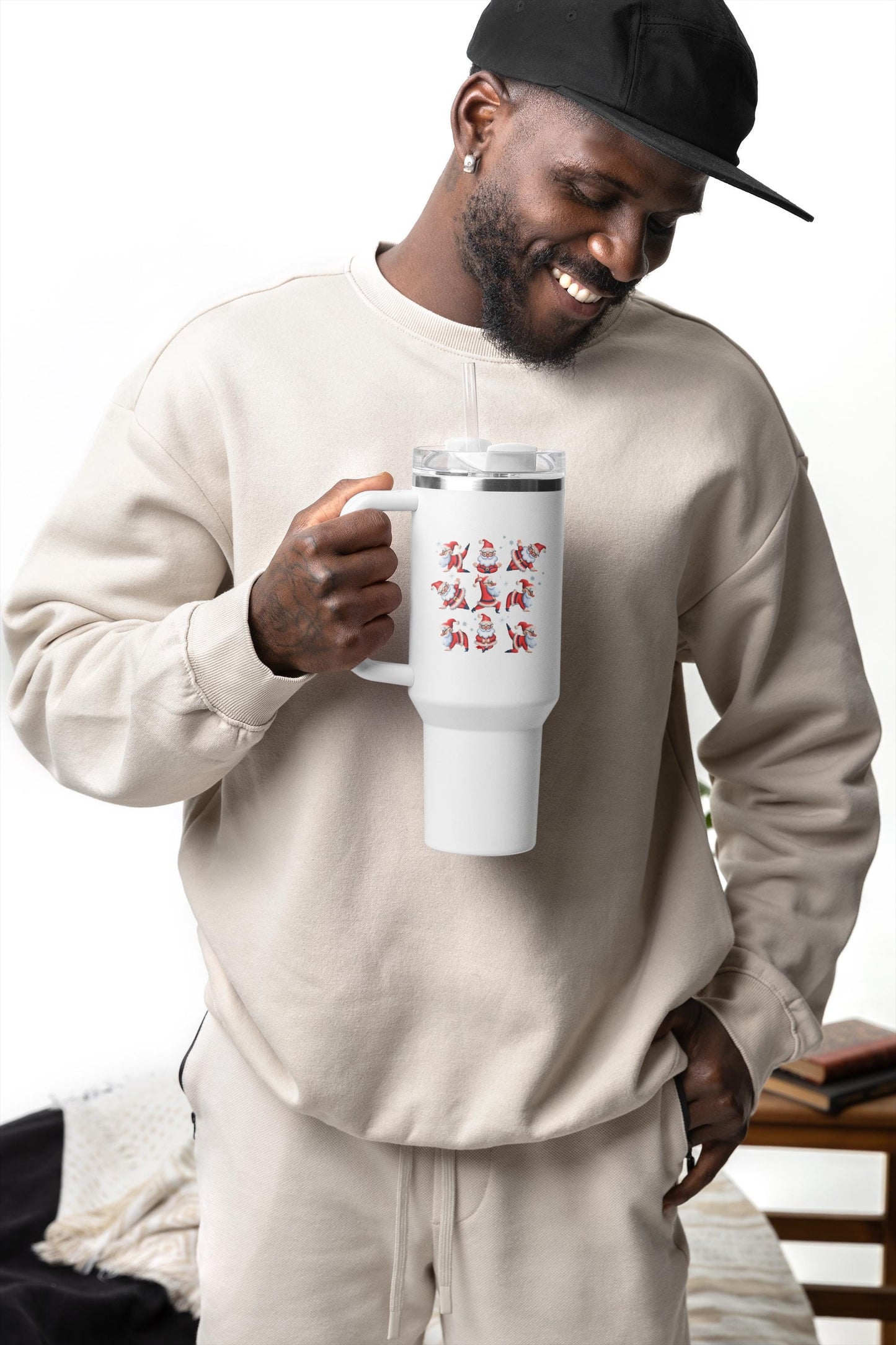 Santa Yoga Insulated Travel Mug, Zen Holiday Life, Chillin Santa, Christmas Gift, Festive Mug,Family Gift for the Holidays, Best Travel Mug