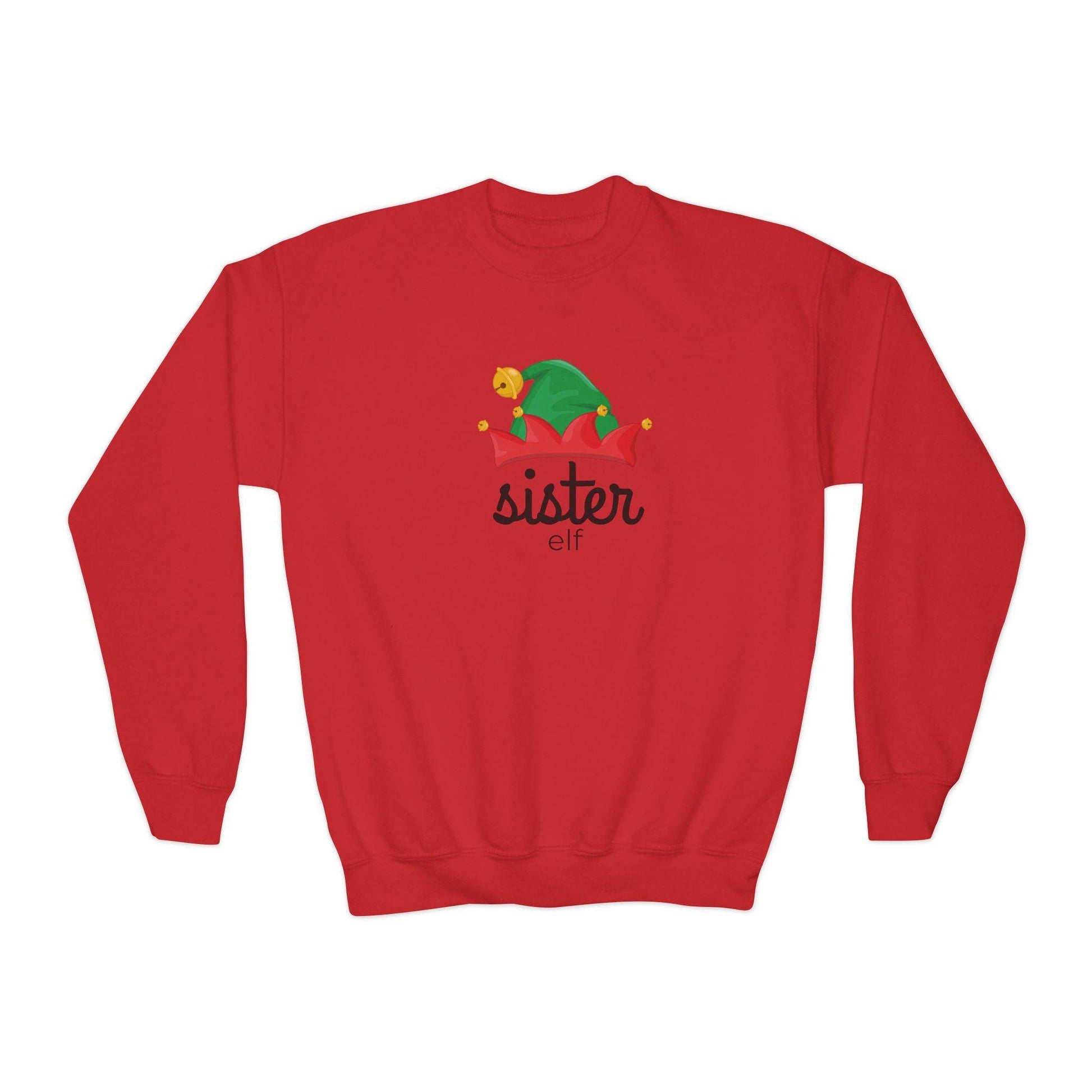 Sister Elf Youth Crewneck Sweatshirt,Elf Crew Family Christmas, Holiday Kids Outfit, Matching Family Shirts, Christmas Outfit for Kids