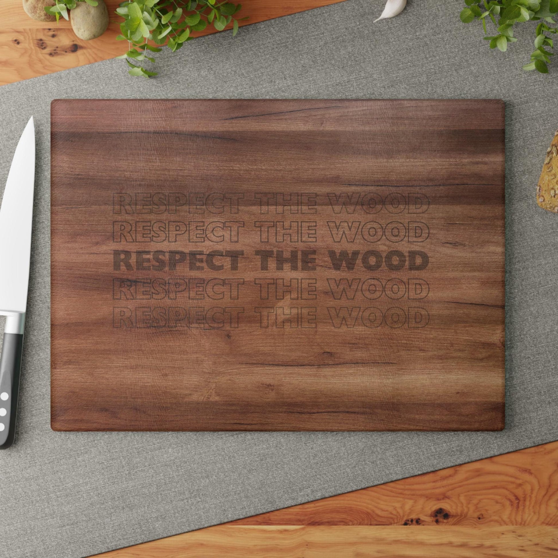 Funny Quote Glass Cutting Board, Larry David Fan, Respect the Wood, Gift for Home Cook, Kitchen Decor, Housewarming Present,Foodie Gift Fall