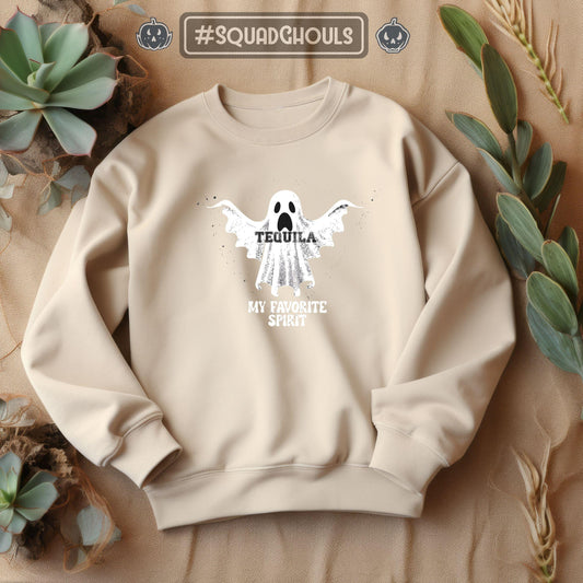 My Favorite Spirit Tequila Crewneck Sweatshirt,Halloween Sweatshirt, Halloween apparel, Cozy Halloween sweatshirt, Trick or treat shirt