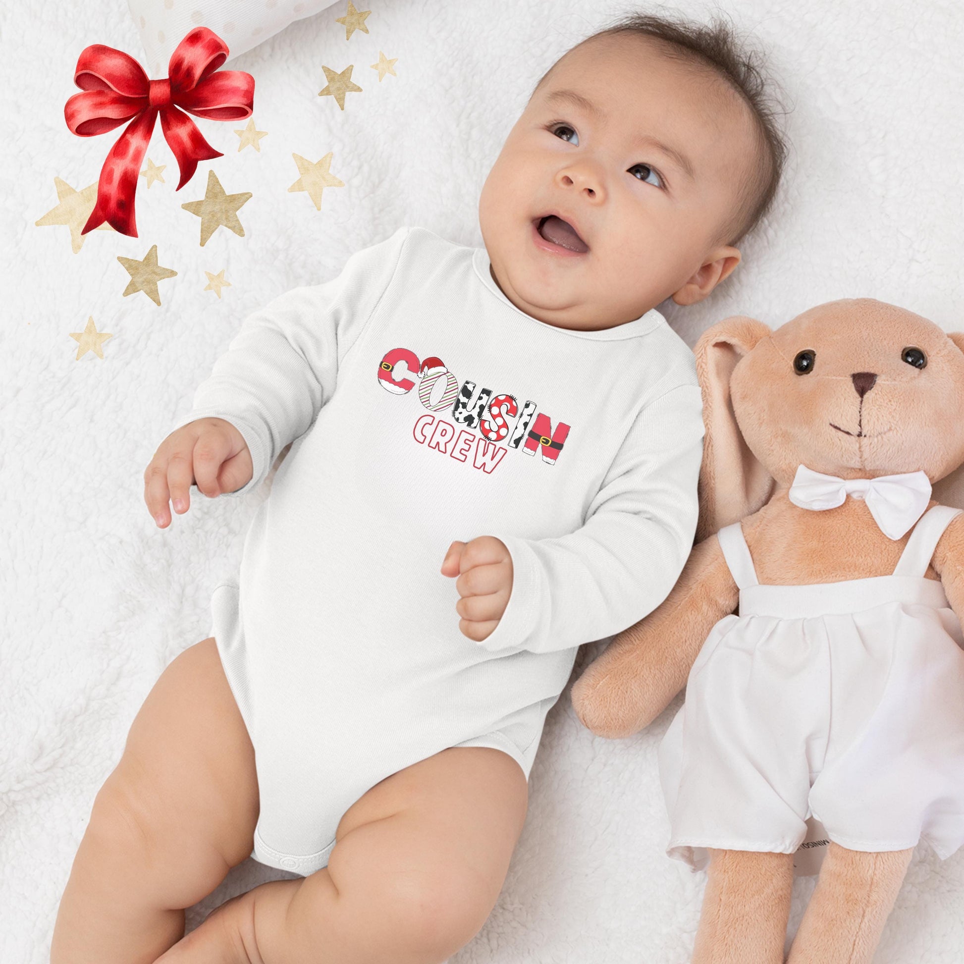Cousin Crew Family Christmas Infant Long Sleeve Bodysuit, Holiday Baby Outfit, Matching Family Shirts, Elf Family, Xmas Morning Outfit