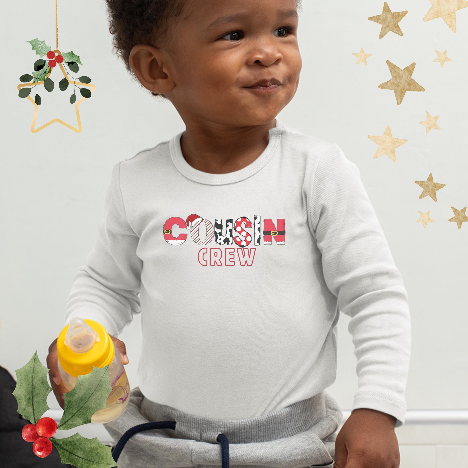 Cousin Crew Family Christmas Infant Long Sleeve Bodysuit, Holiday Baby Outfit, Matching Family Shirts, Elf Family, Xmas Morning Outfit