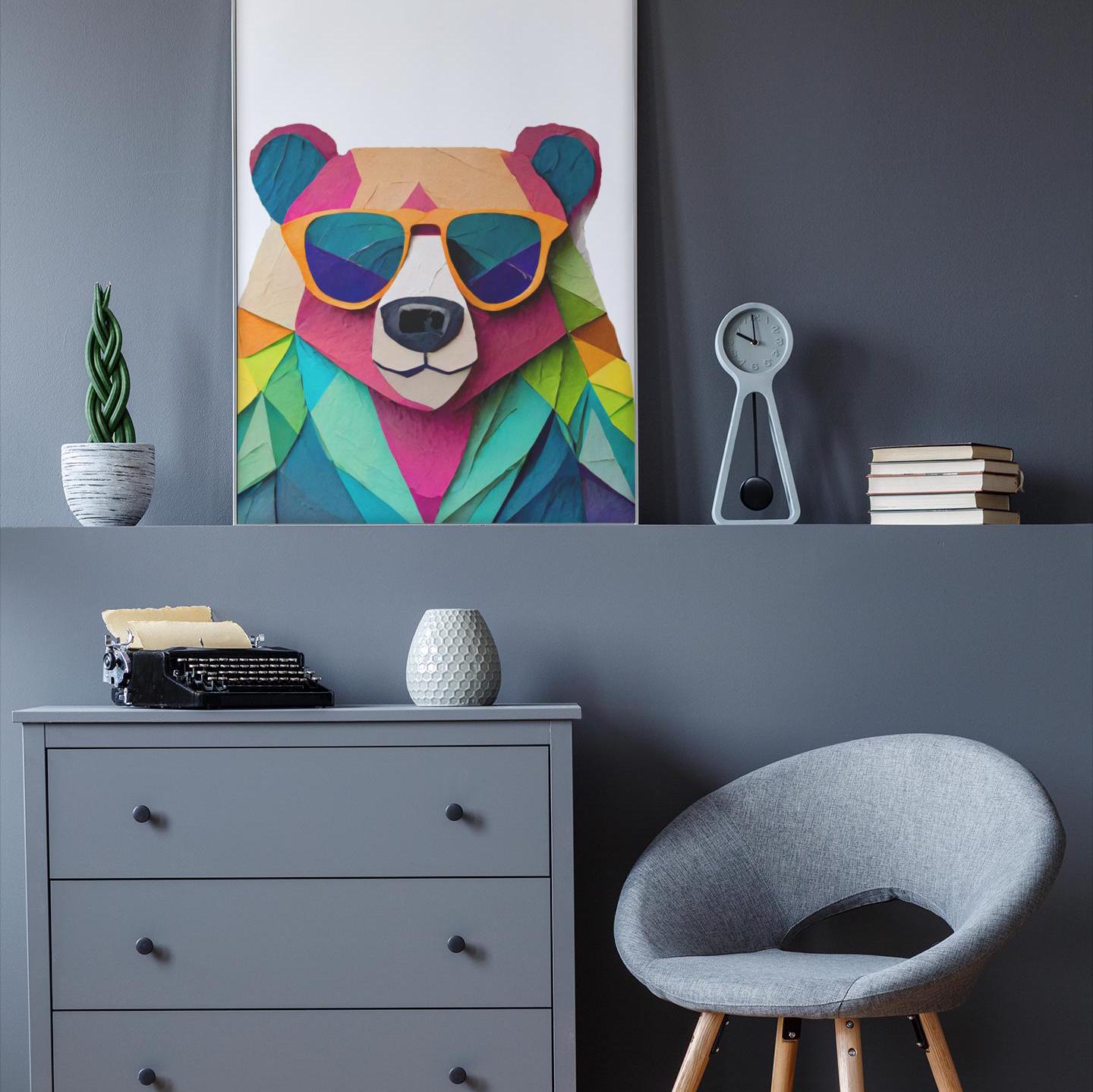 Bear-Room Minimalist Wall Art Prints-Digital Printable Kids-Modern Animal Prints-Animal Simple Colorful Decor Product Designs & Apparel