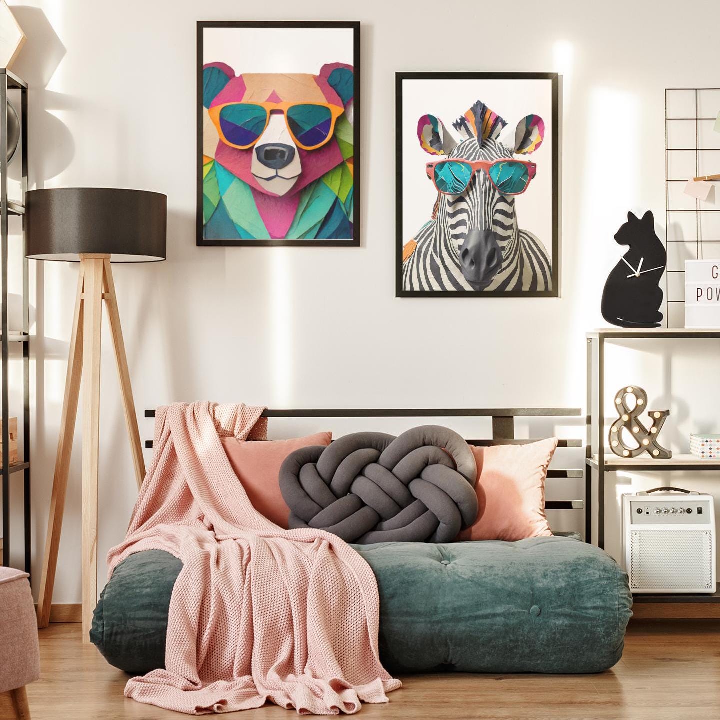 Bear-Room Minimalist Wall Art Prints-Digital Printable Kids-Modern Animal Prints-Animal Simple Colorful Decor Product Designs & Apparel