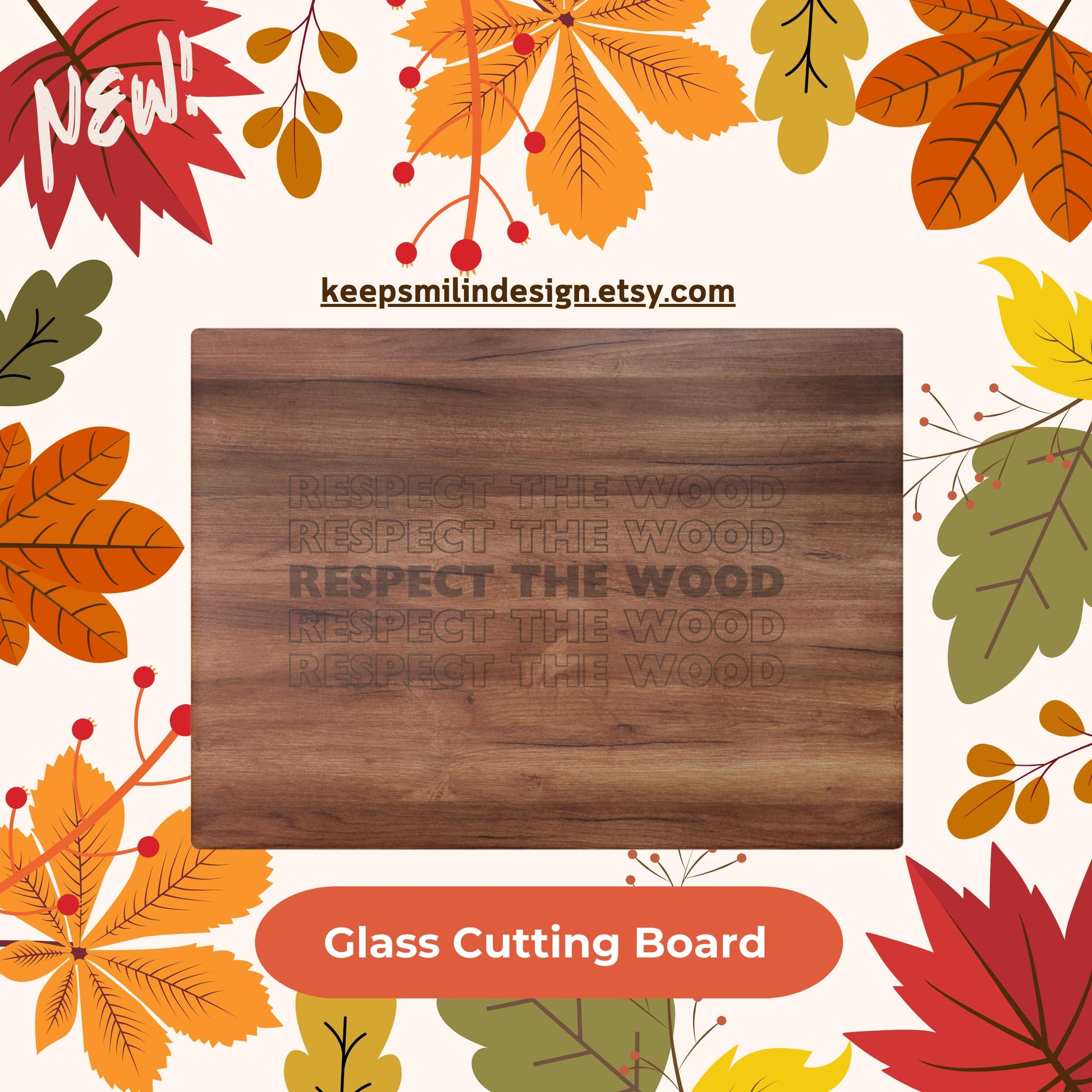 Funny Quote Glass Cutting Board, Larry David Fan, Respect the Wood, Gift for Home Cook, Kitchen Decor, Housewarming Present,Foodie Gift Fall