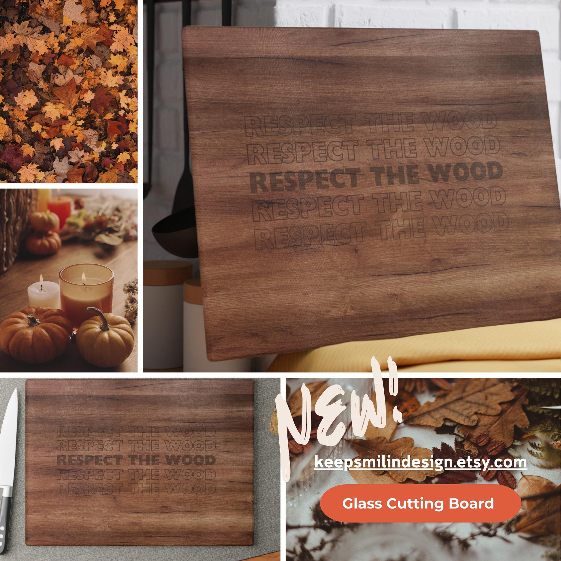 Funny Quote Glass Cutting Board, Larry David Fan, Respect the Wood, Gift for Home Cook, Kitchen Decor, Housewarming Present,Foodie Gift Fall