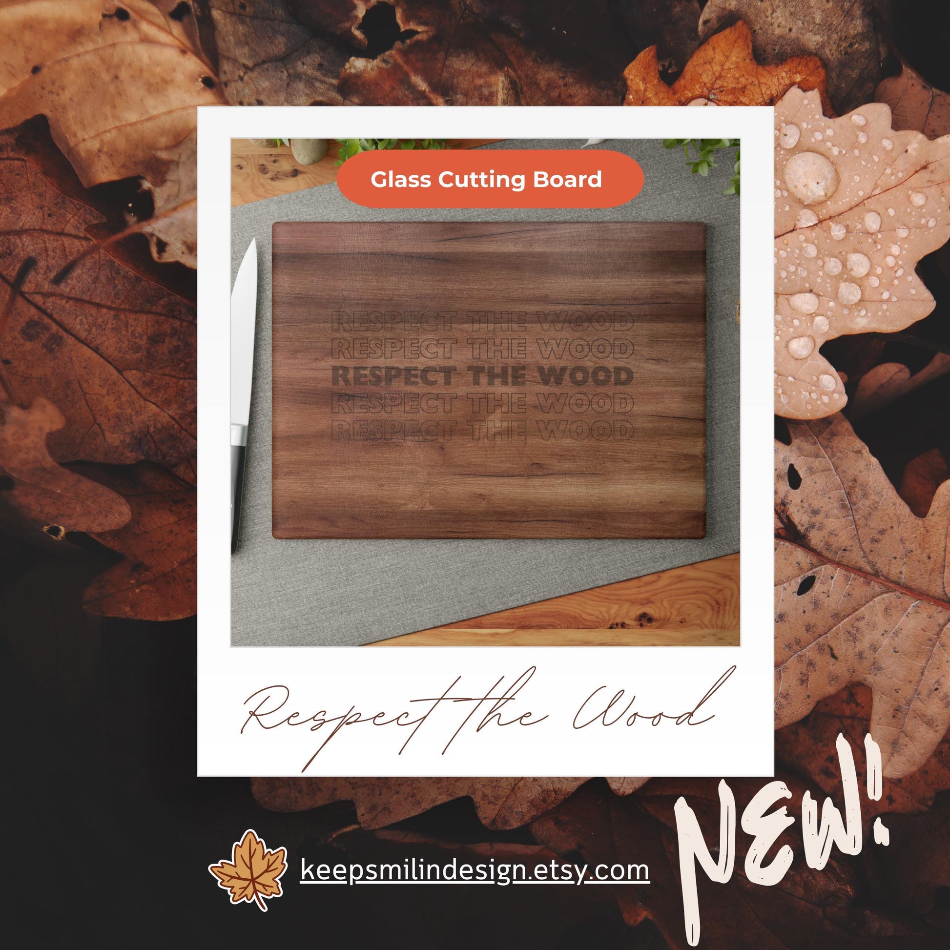 Funny Quote Glass Cutting Board, Larry David Fan, Respect the Wood, Gift for Home Cook, Kitchen Decor, Housewarming Present,Foodie Gift Fall