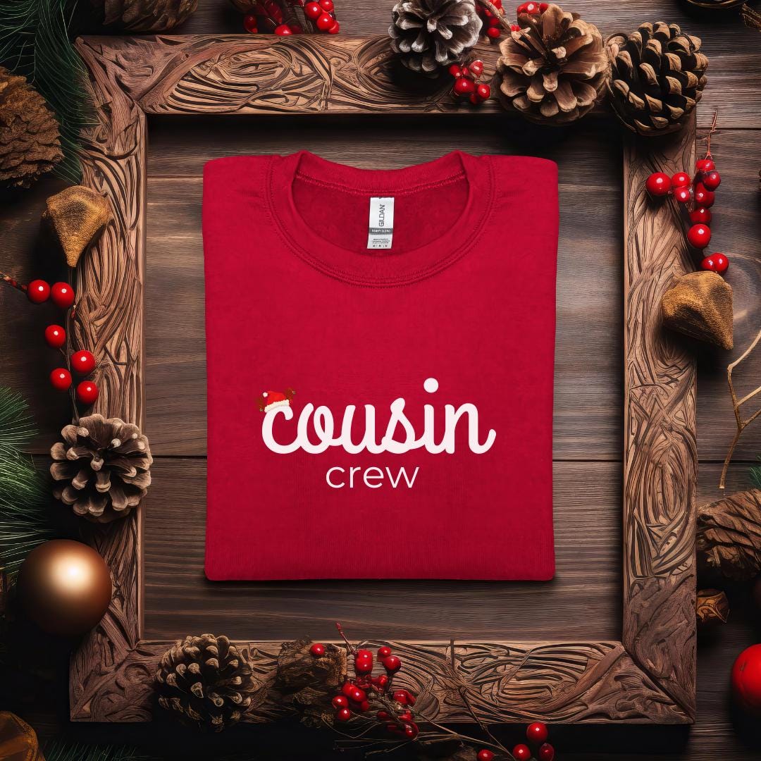 Modern Cousin Crew Xmas Sweatshirt, Adult Unisex Christmas Sweater, Family Xmas Party Shirt, Holiday Gift, Winter Apparel, Family Matching