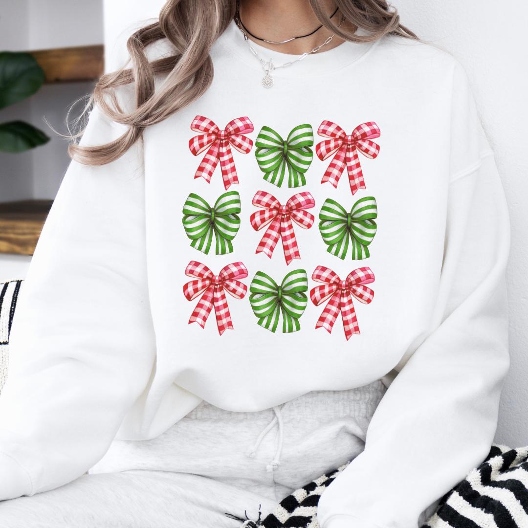 Holiday Coquette Crewneck Sweatshirt - Gift for Her, Christmas Sweater, Festive Jumper, Winter Pullover, Seasonal Apparel