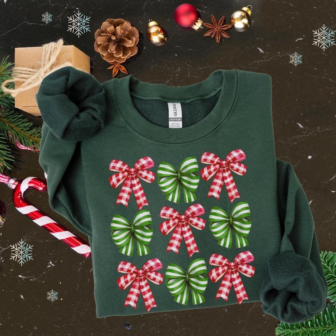 Holiday Coquette Crewneck Sweatshirt - Gift for Her, Christmas Sweater, Festive Jumper, Winter Pullover, Seasonal Apparel